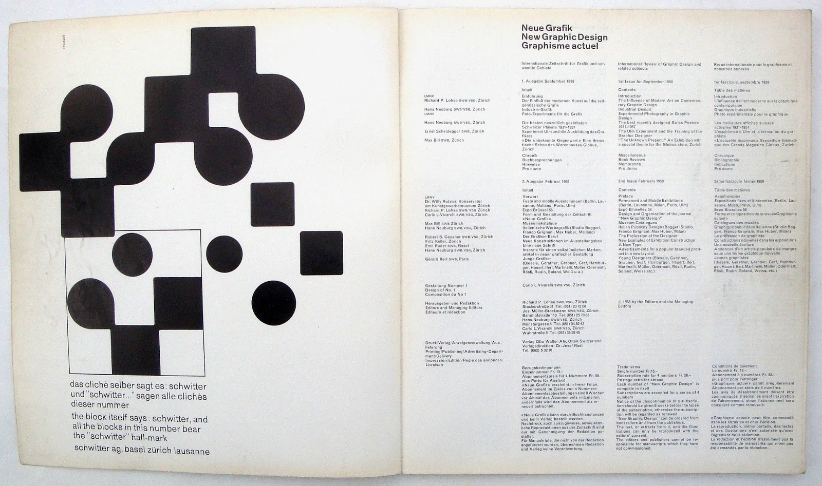 Neue Grafik / New Graphic Design / Graphisme actual / Issue 1, September, 1958