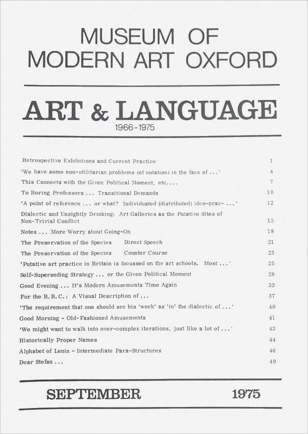 Art & Language 1966-1975, Selected essays / Art & Language