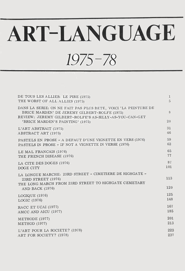 Art & Language 1975-1978 (selected essays) / Art & Language