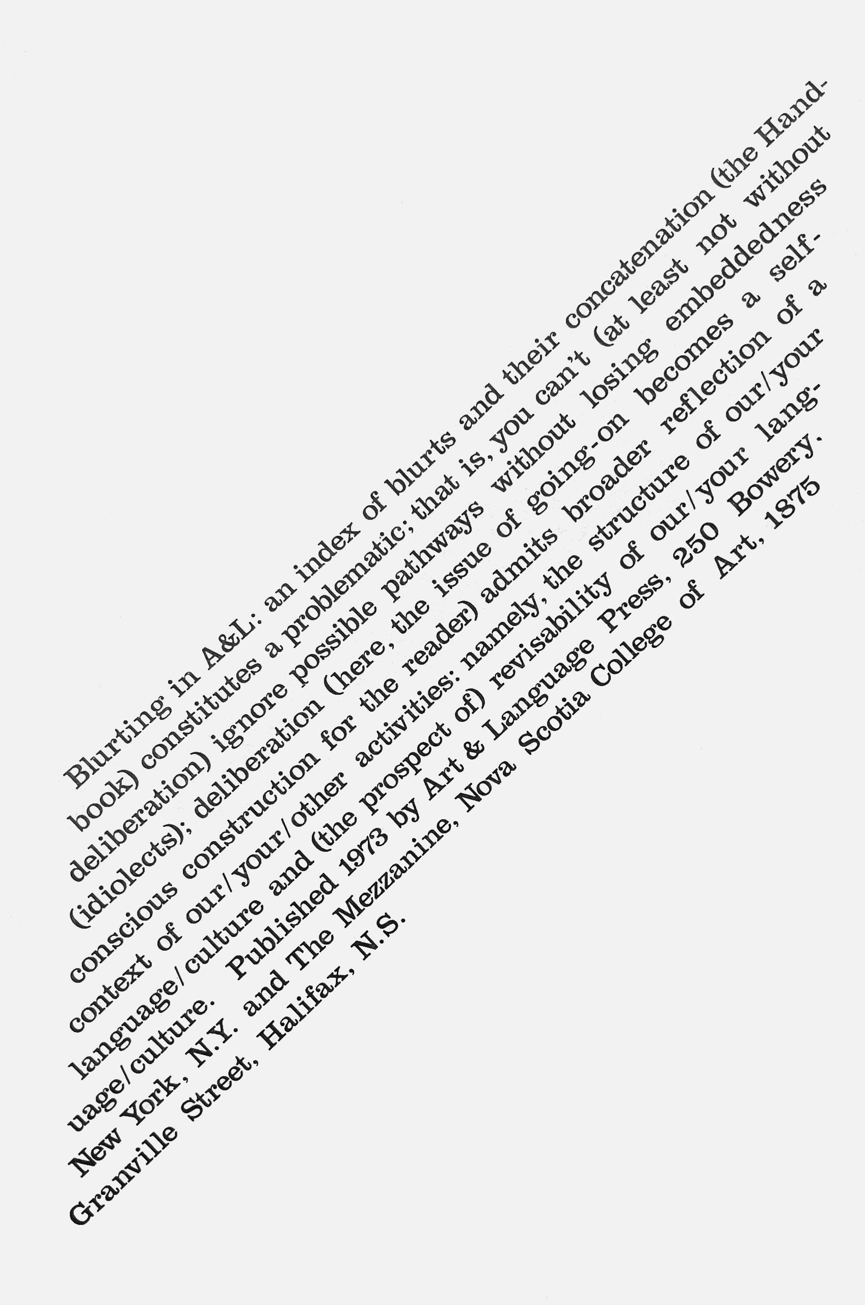 Blurting in A & L / Art & Language