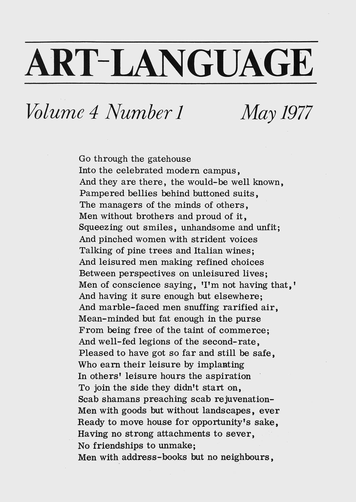 Art-Language: Vol. 4, No. 1 (May 1977) / Art & Language
