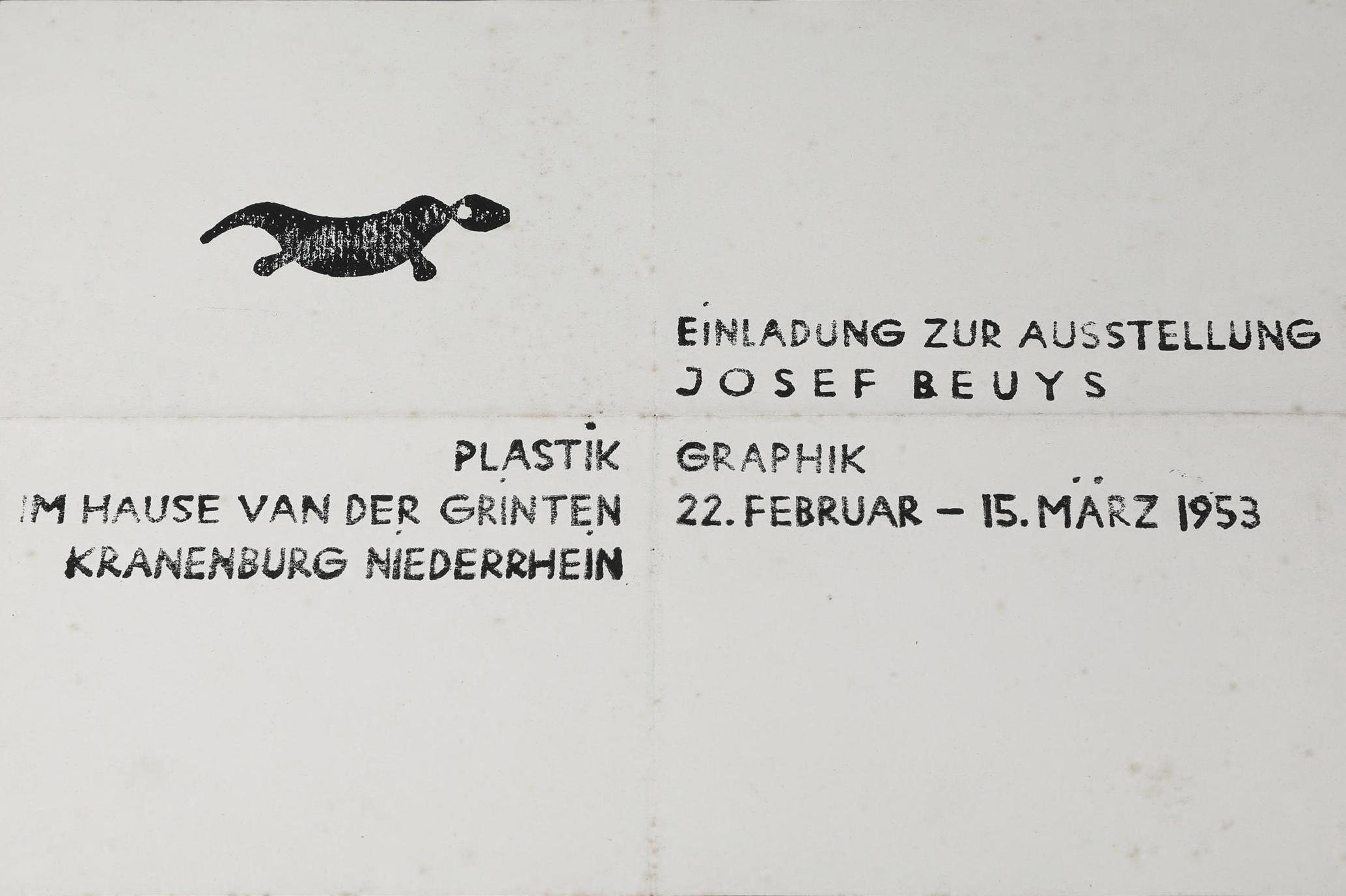Invitation card to the first exhibition 'Plastik Graphik'. 1953.