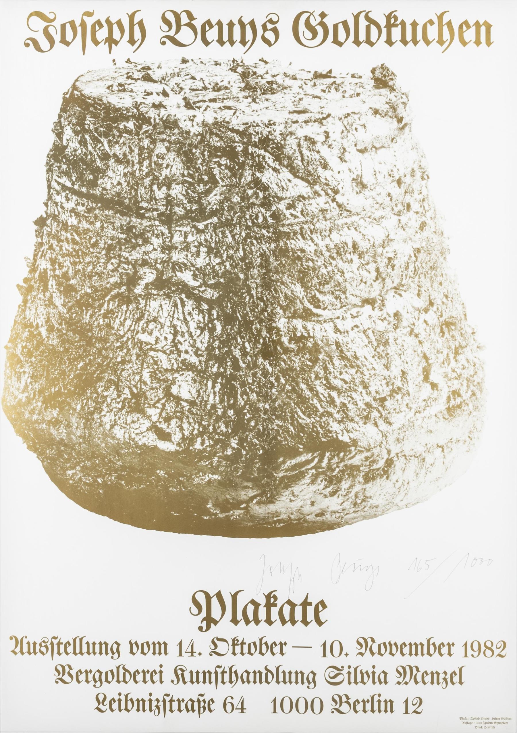 Joseph Beuys: Goldkuchen, Plakate Vergolderei Kunsthandlung Silvia Menzel. 1982