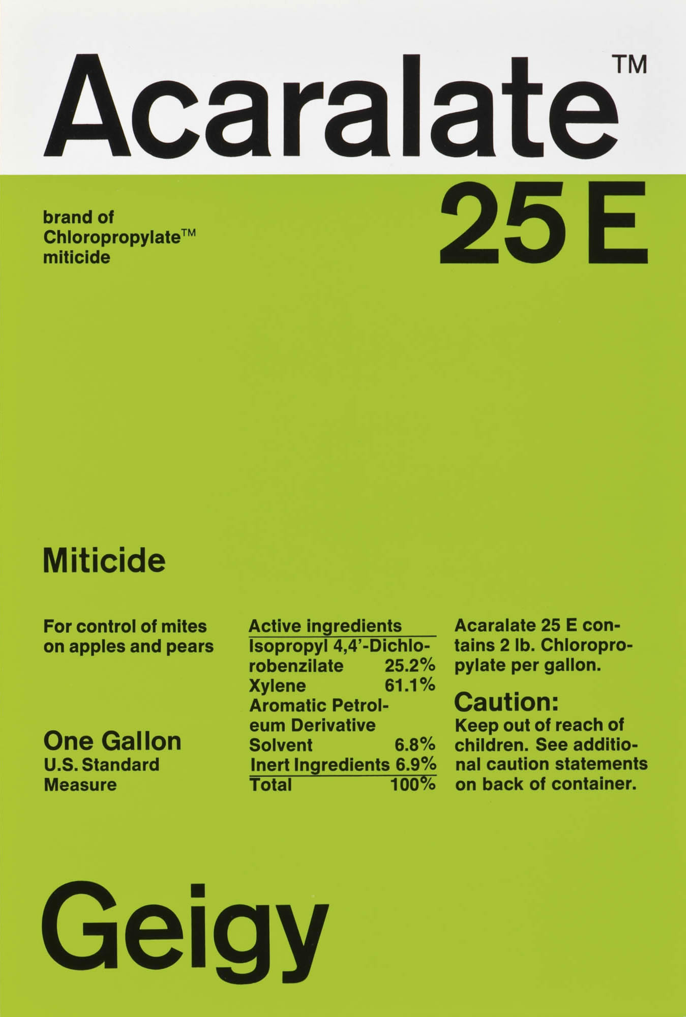 Acaralate 25E Geigy. Designer: Markus Löw, 1967