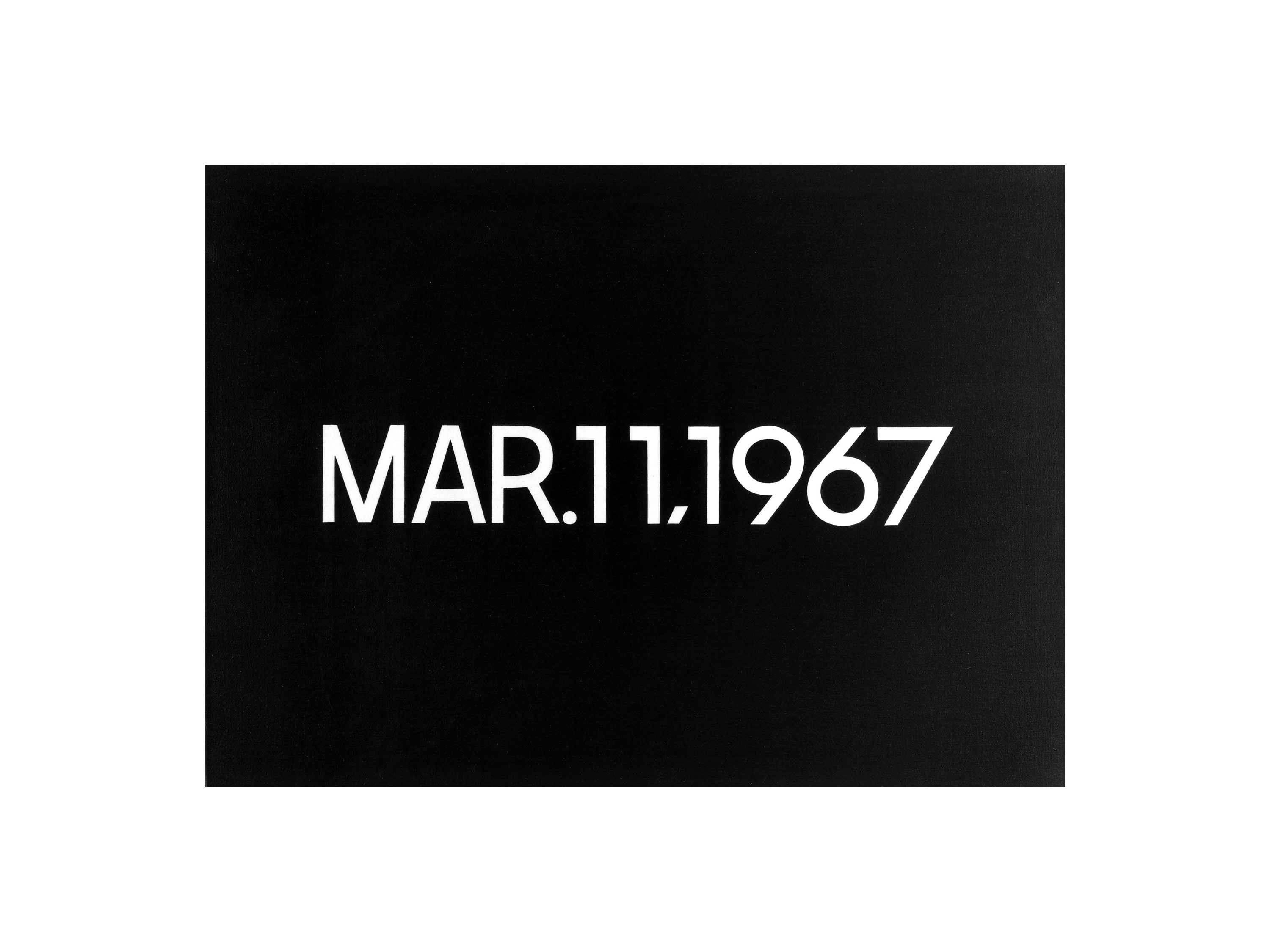 On Kawara: MAR. 11, 1967, Liquitex on canvas, 25.4 x 33 cm, 1967.