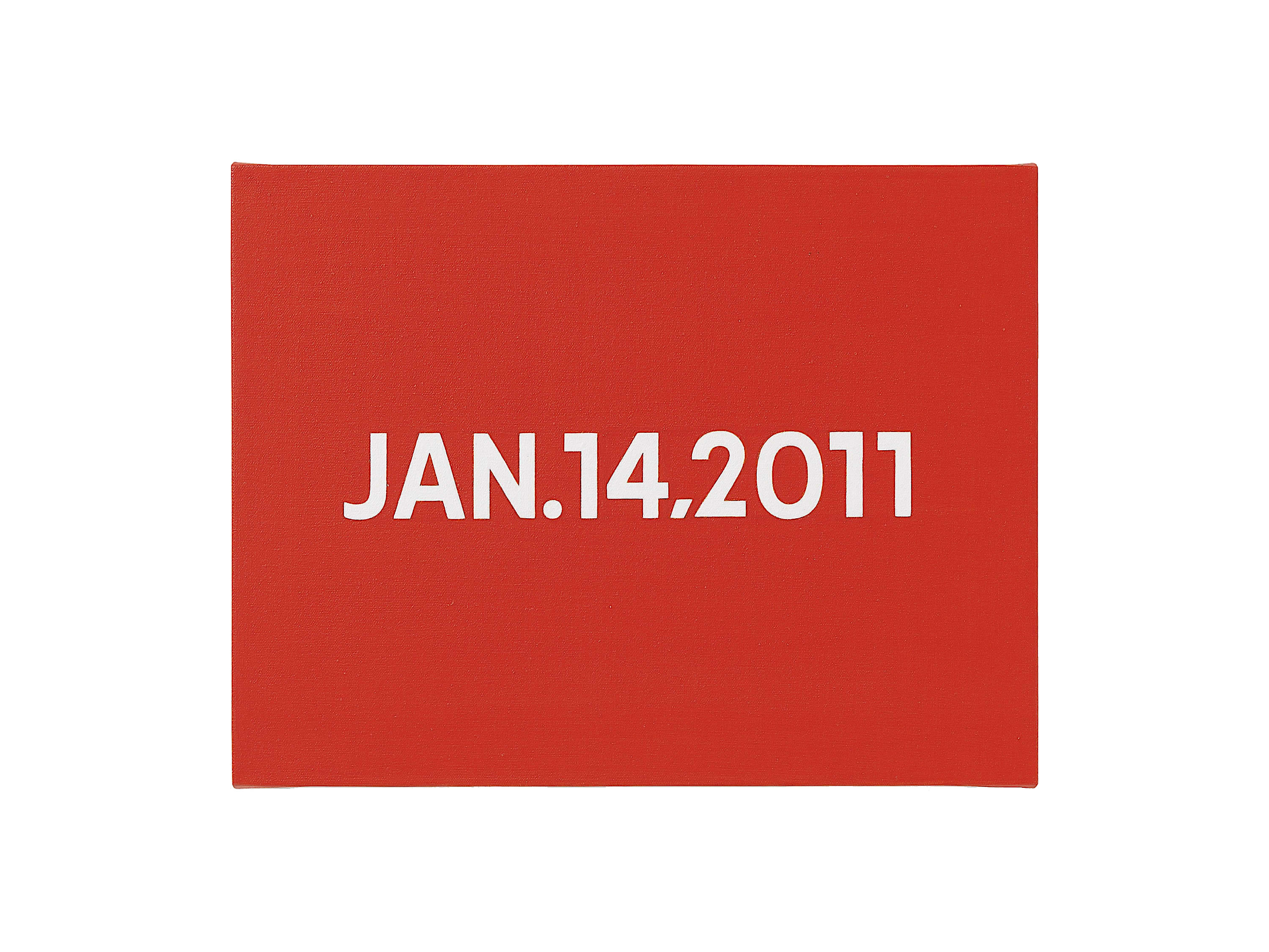 On Kawara: JAN. 14, 2011, Liquitex on canvas, 25.5 x 33 cm, 2011.