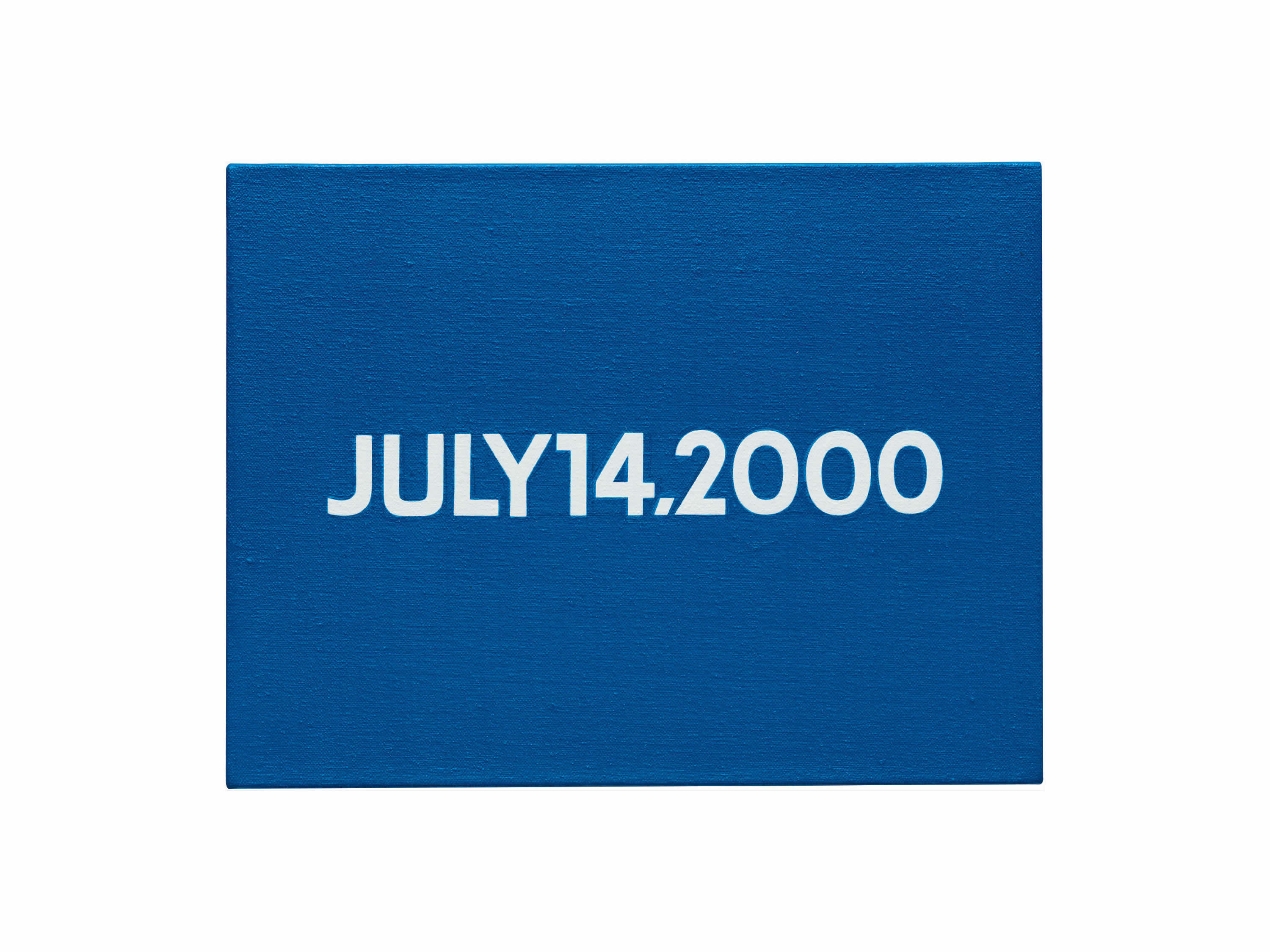On Kawara: JULY 14, 2000, Liquitex on canvas, 20.3 x 26.7 cm. 2000.