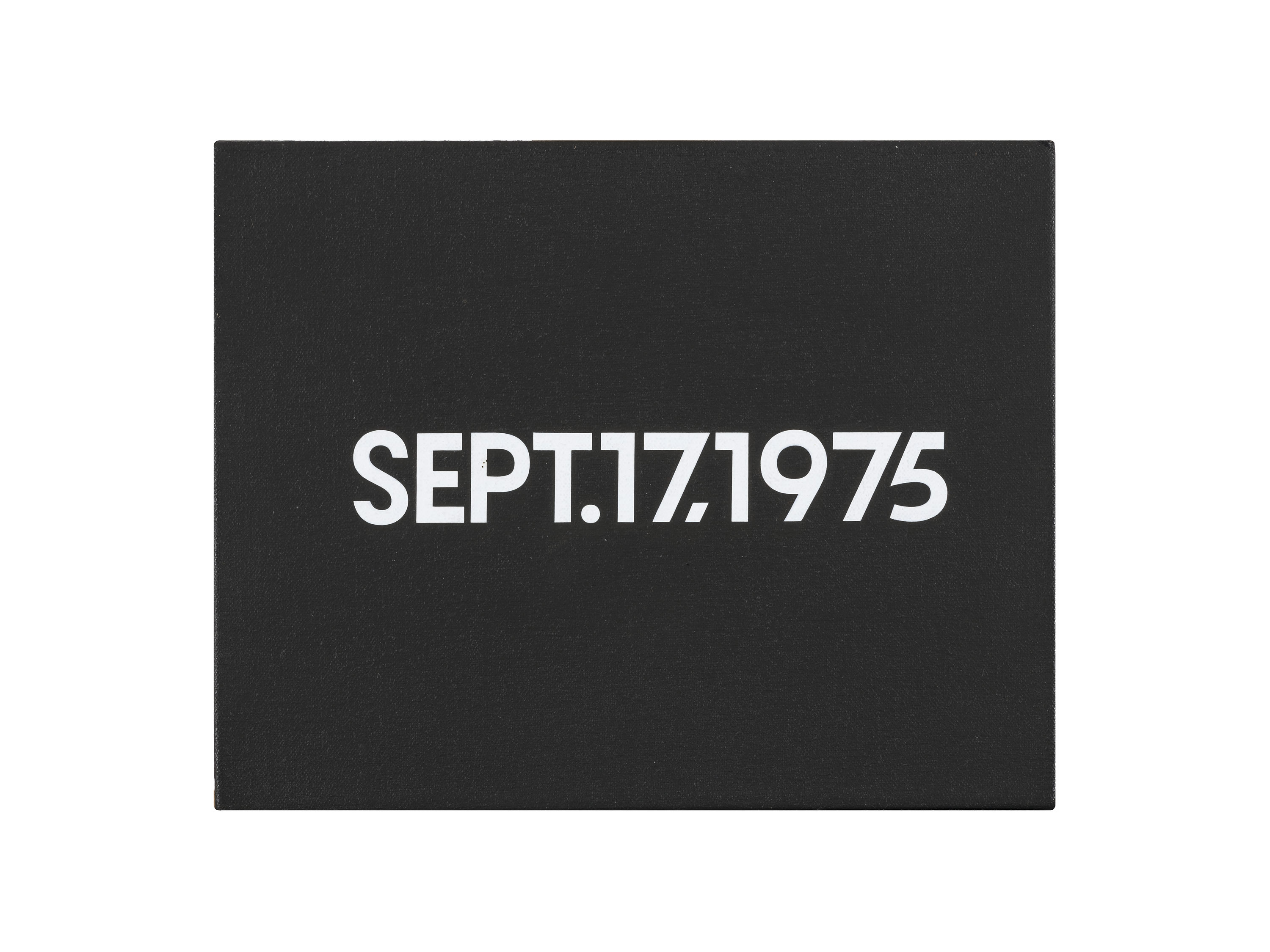On Kawara: SEPT. 17, 1975, Liquitex on canvas, 20 x 25.6 cm, 1975.