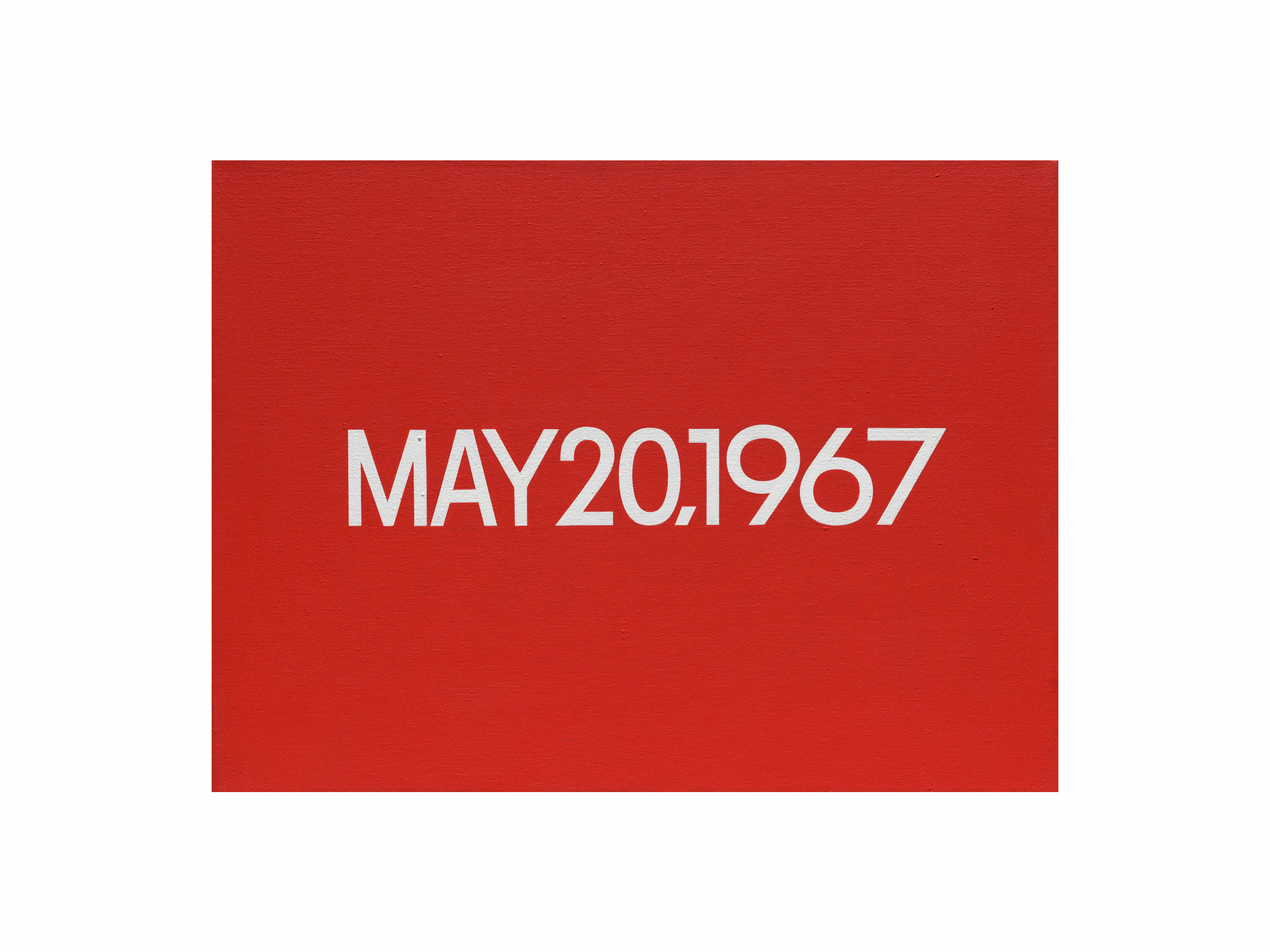On Kawara: MAY 20, 1967, Liquitex on canvas, 33 x 43.2 cm, 1967.