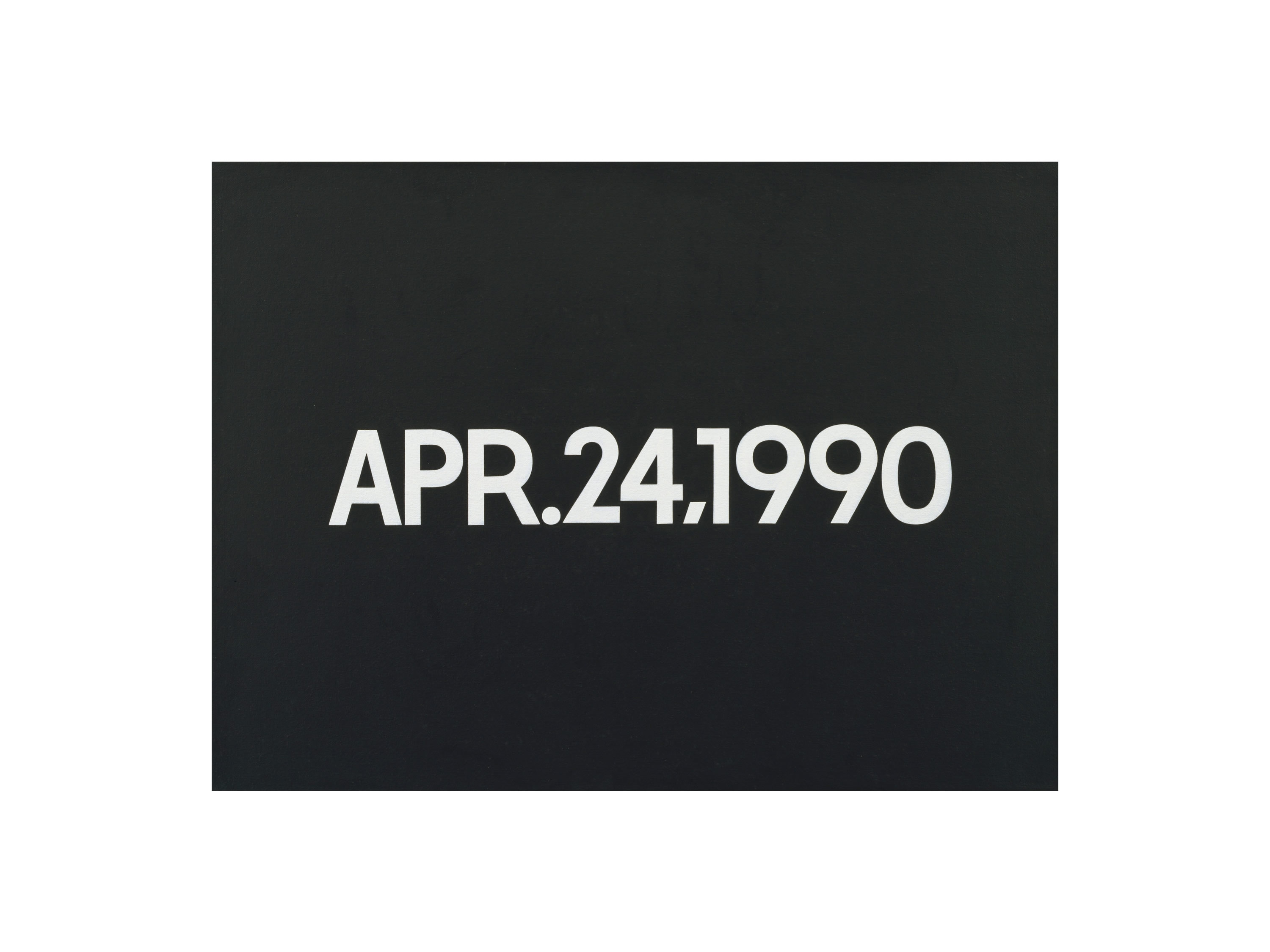 On Kawara: APR. 24, 1990, Liquitex on canvas, 46.4 x 61 cm, 1990.