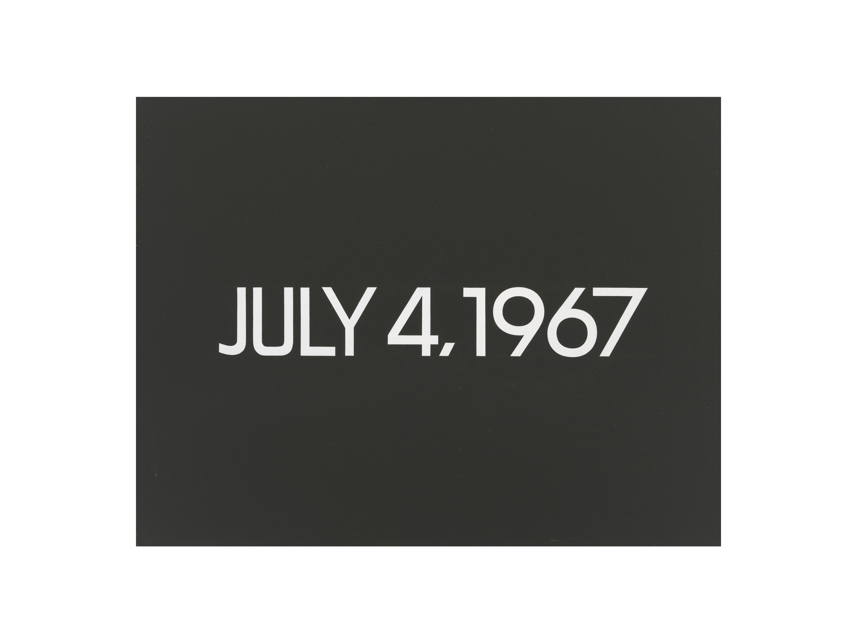 On Kawara: JULY 4, 1967, Liquitex on canvas, 33.7 x 43.2 cm, 1967.