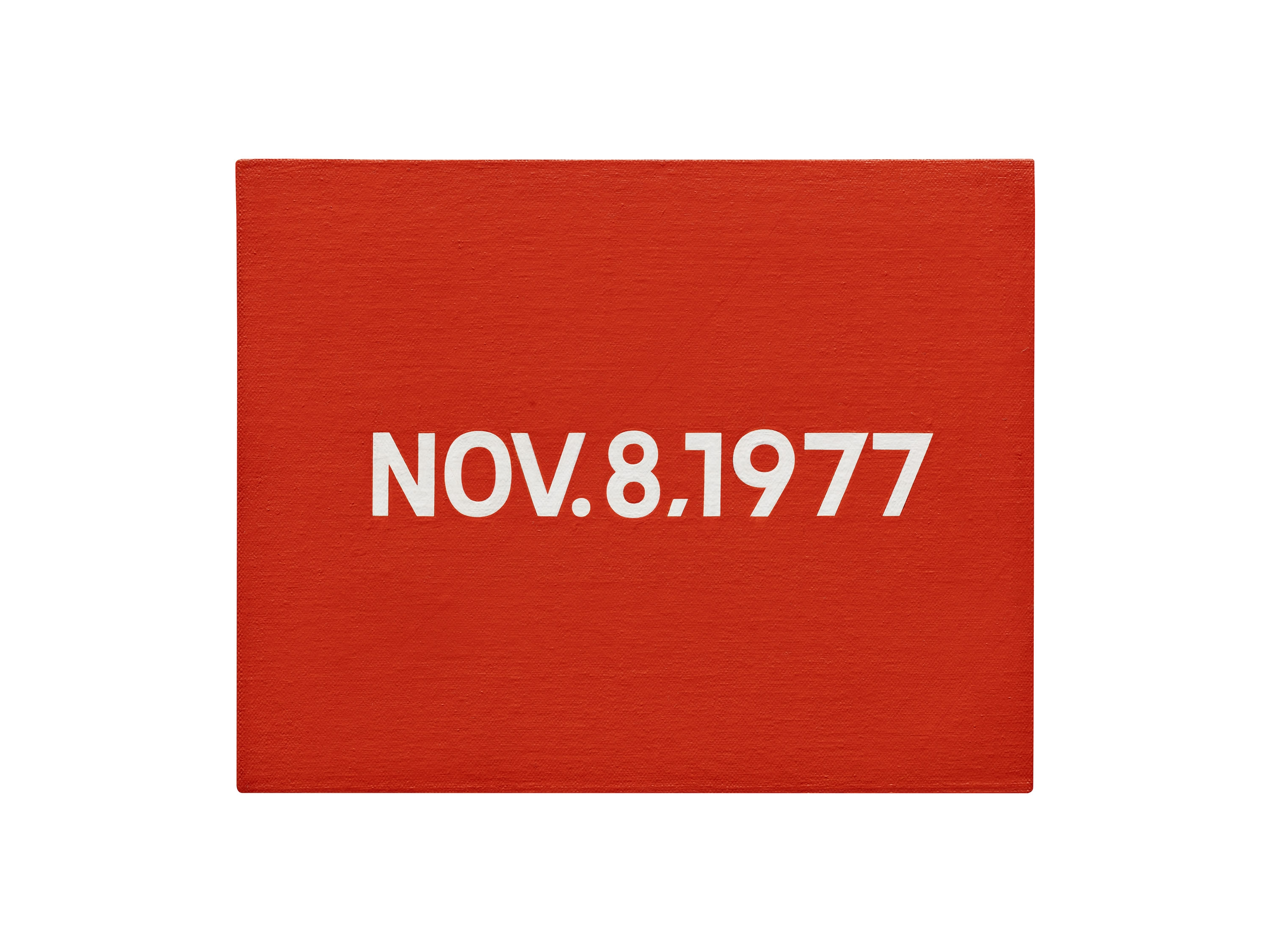 On Kawara: NOV. 8, 1977, Liquitex on canvas, 20.6 x 26 cm, 1977.