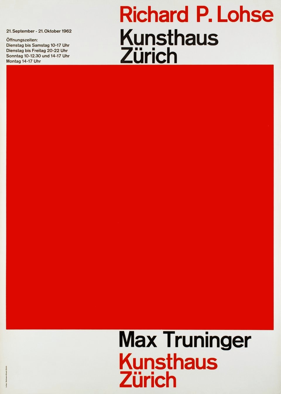 Richard Paul Lohse: Kunsthaus Zürich, Richard P. Lohse - Max Truninger, 1962 