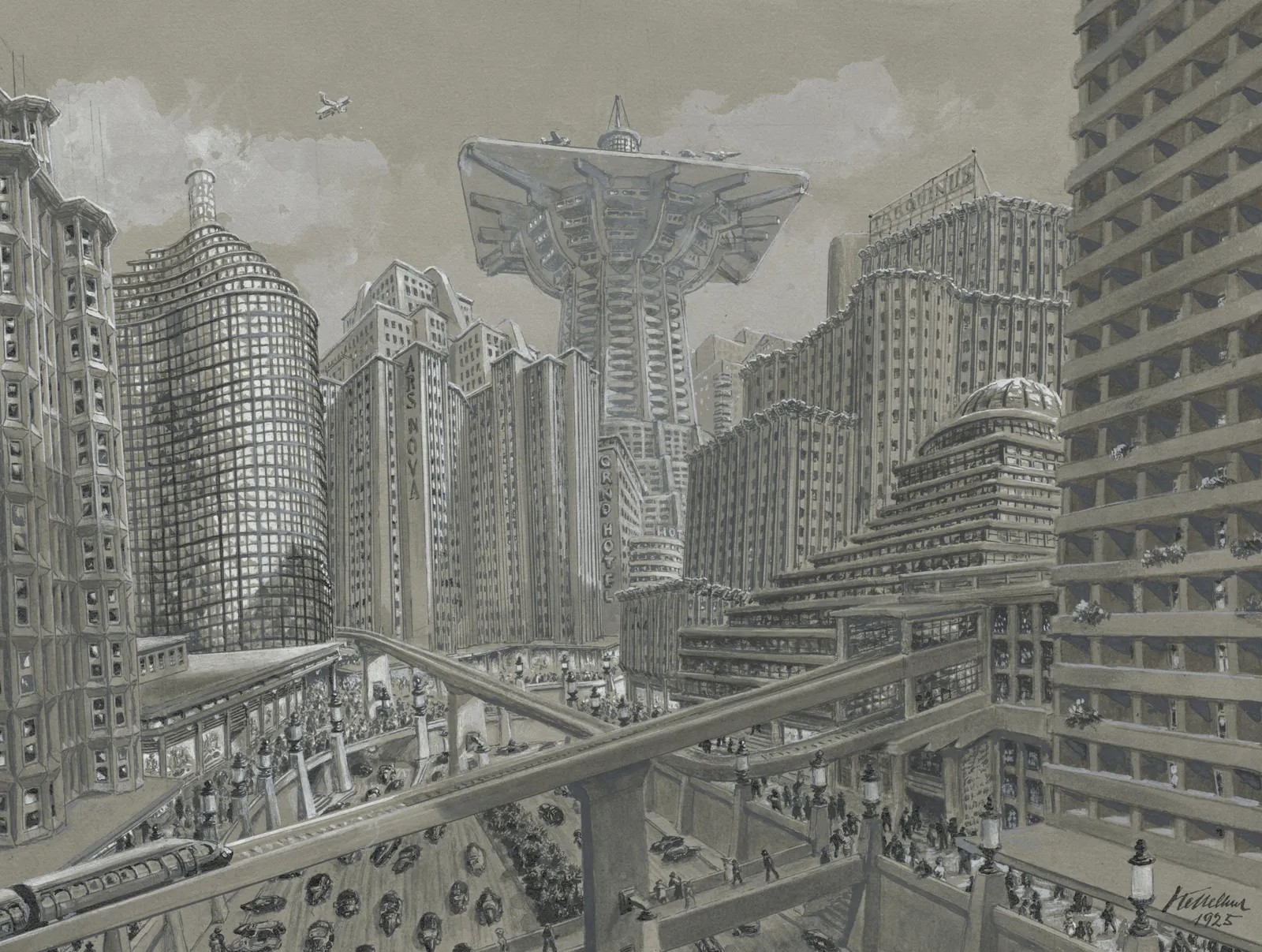 Erich Kettlehut. Metropolis, second version, sketch, 1926.