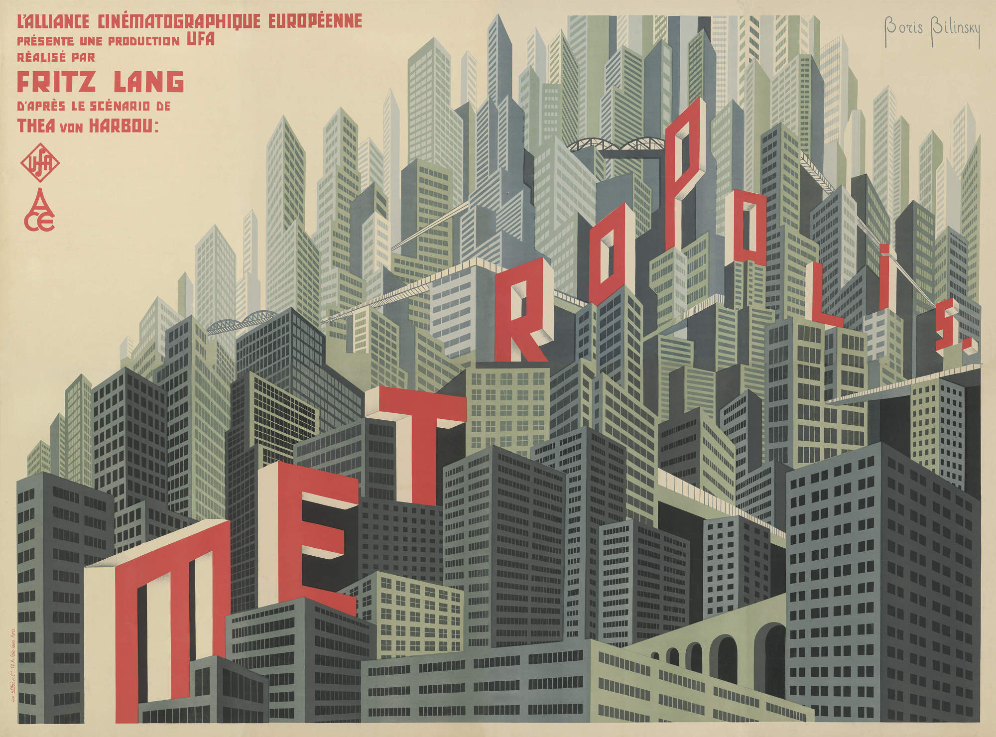 Metropolis (1927), Boris Bilinsky, L'Alliance Cinématographique Européenne, Paris, poster, 1927. 