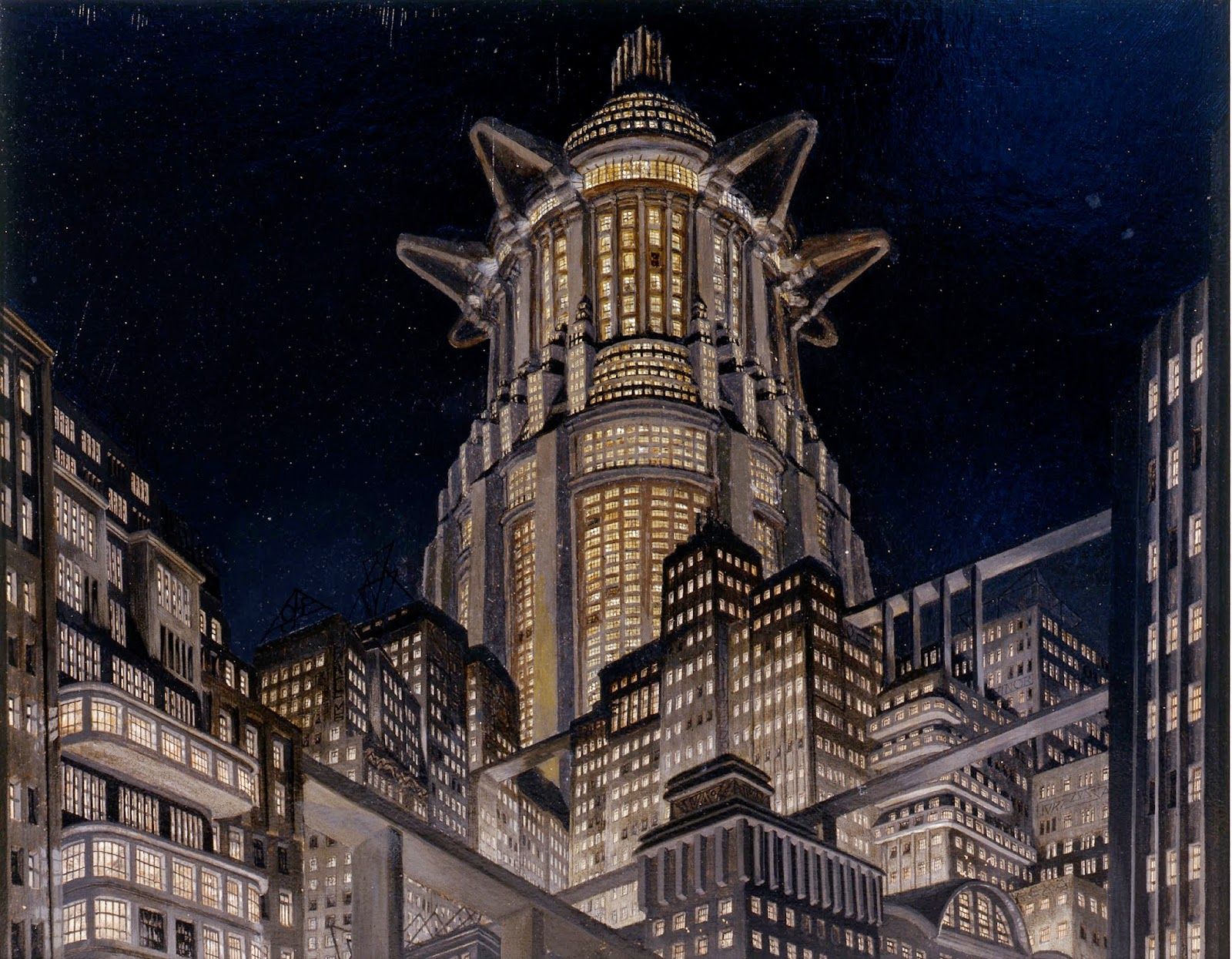 Metropolis (1927), Erich Kettlehut, 'The Tower of Babel', architectural sketch, 1926. 