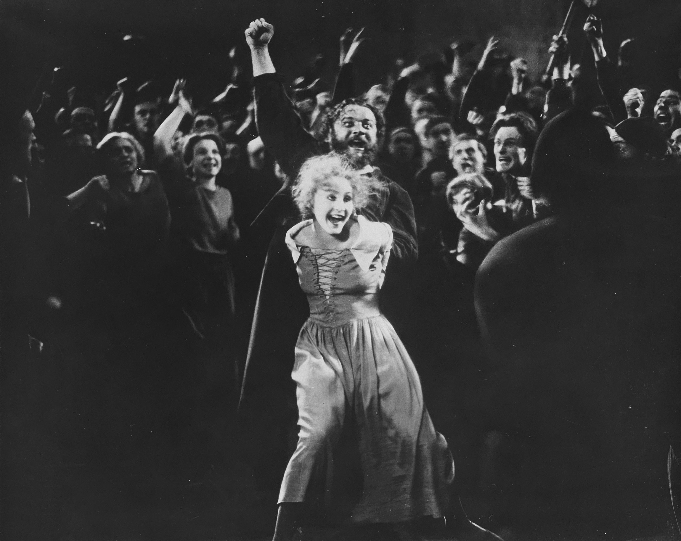 Metropolis (1927), Heinrich George, Brigette Helm, production still.  