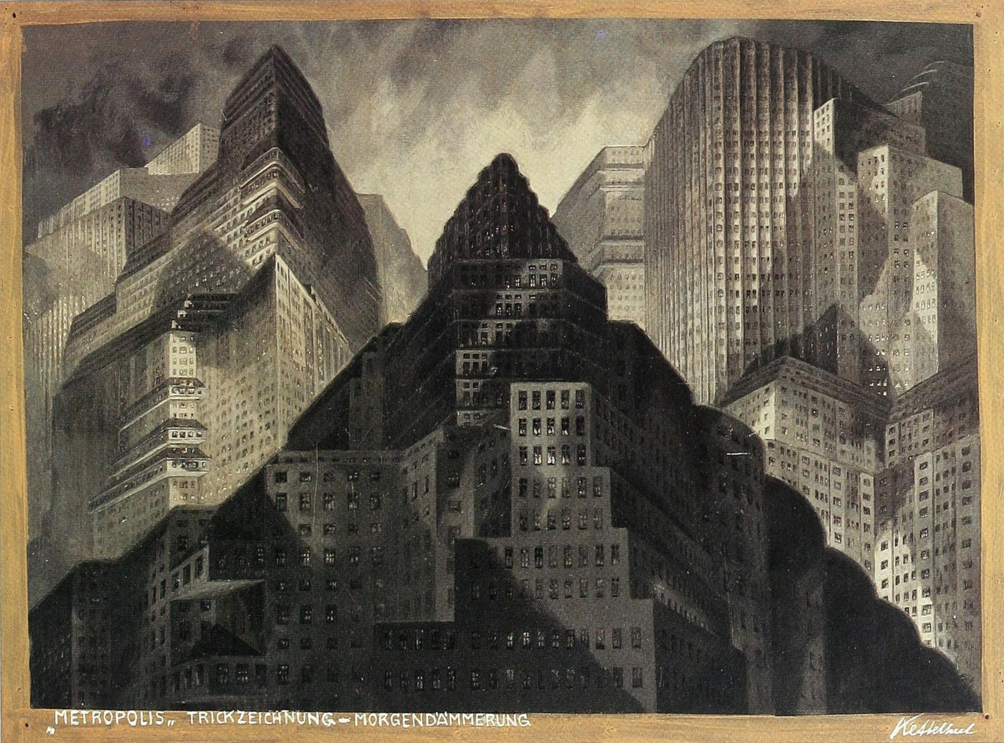 Metropolis (1927), Erich Kettlehut, 'Dawn', architectural sketch, 1926. 