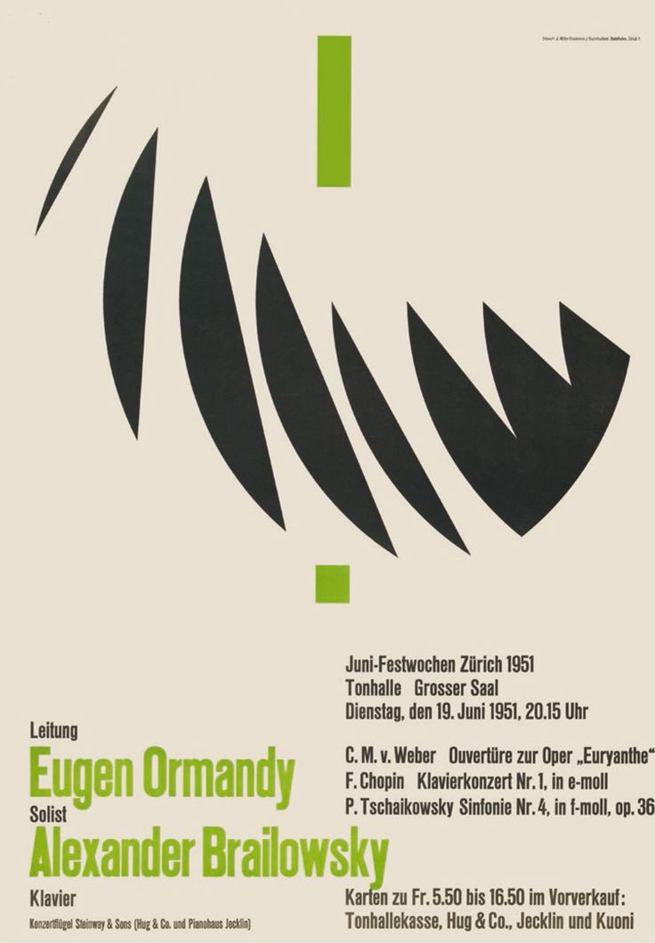 Zurich Tonhalle Poster Juni-Festwochen 1951.