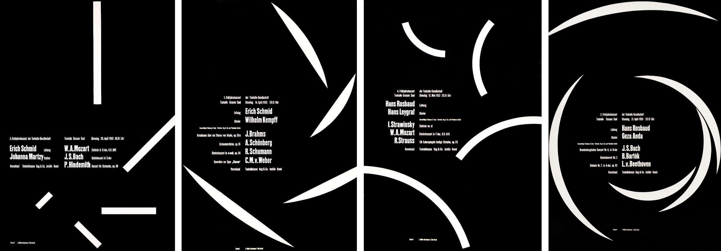 Frühjahrskonzert der Tonhalle-Gesellschaft (Zurich Tonhalle Spring Concerts Poster series) 1953.