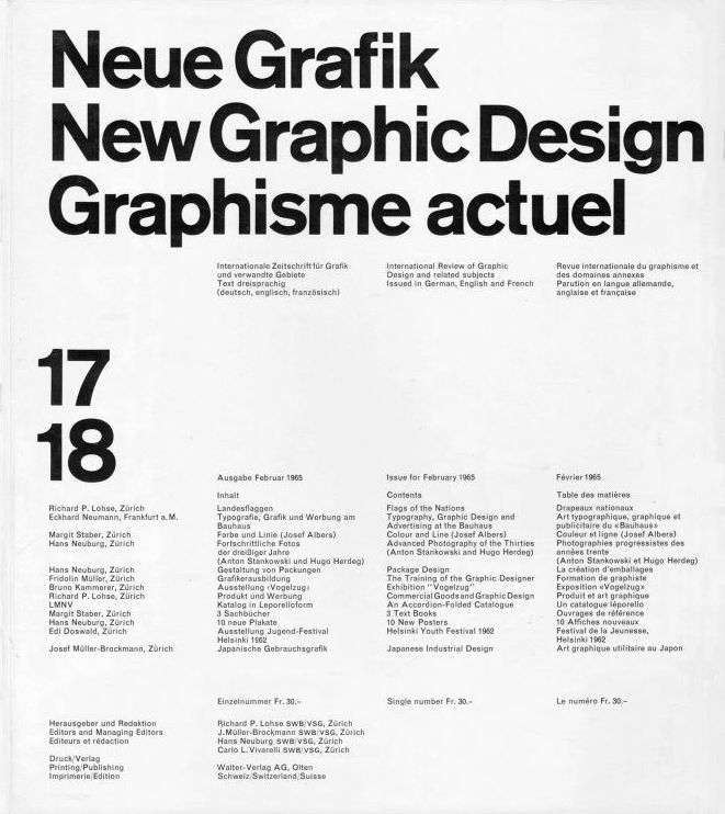 Neue Grafik / New Graphic Design / Graphisme actuel, 17/18, 1965. 