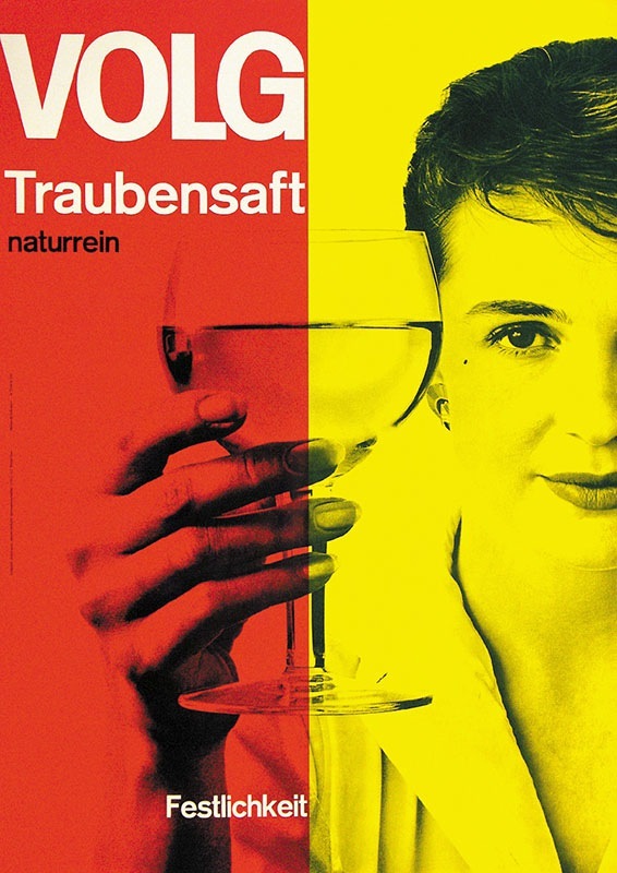 Volg. Traubensaft naturrein Festlichkeit. Design: Josef Müller-Brockmann  1957 