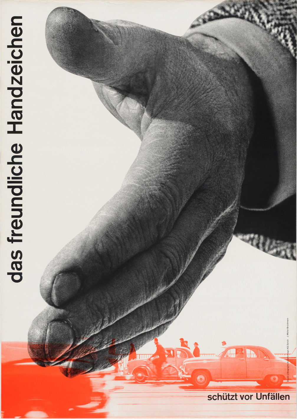 Josef Müller-Brockmann: Das freundliche Handzeichen / schützt vor Unfällen / 1955
