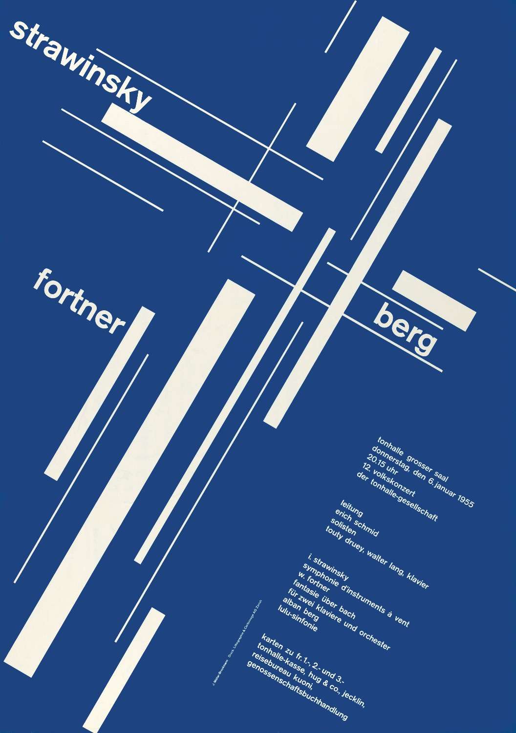 Josef Müller-Brockmann: Strawinsky, Berg, Fortner / Tonhalle Grosser Saal / 1955