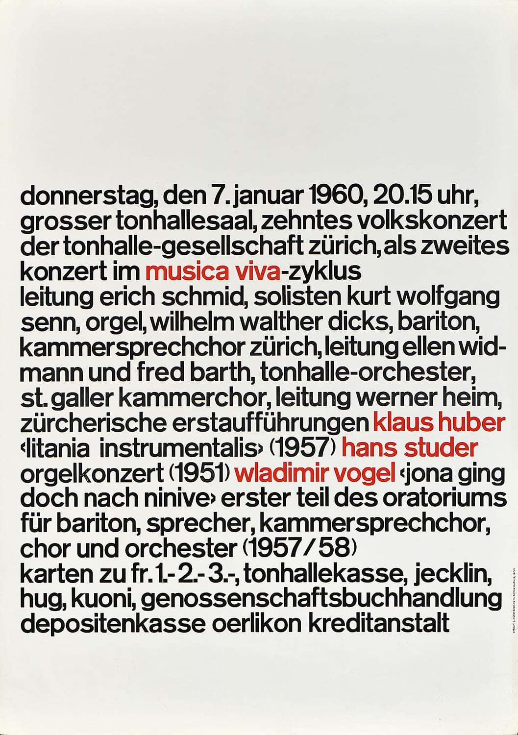 Josef Müller-Brockmann: Musica Viva / Tonhalle-Gesellschaft / Zürich / 1960