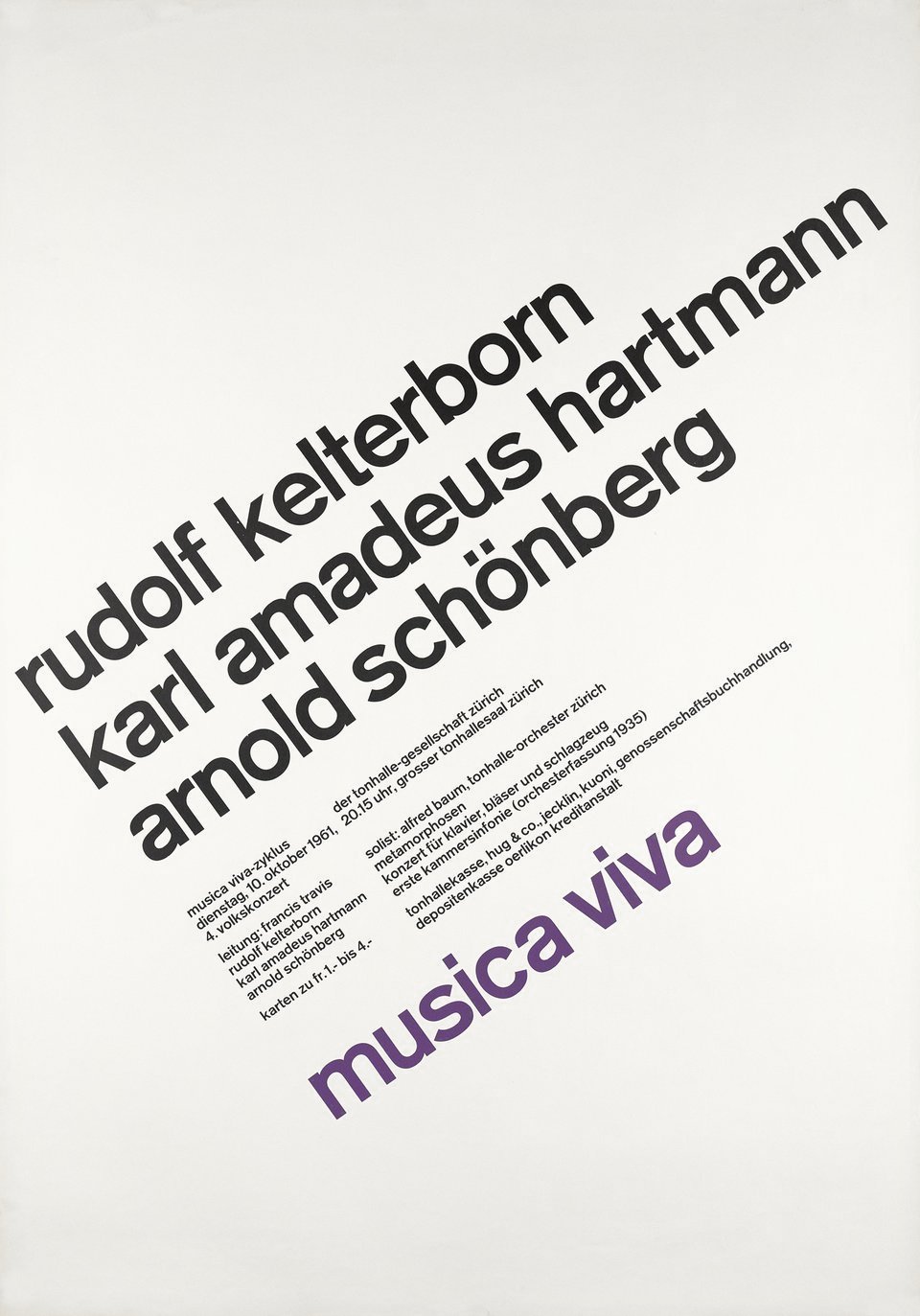 Josef Müller-Brockmann: Rudolf Kelterborn Karl Amadeus Hartmann Arnold Schönberg / 1961