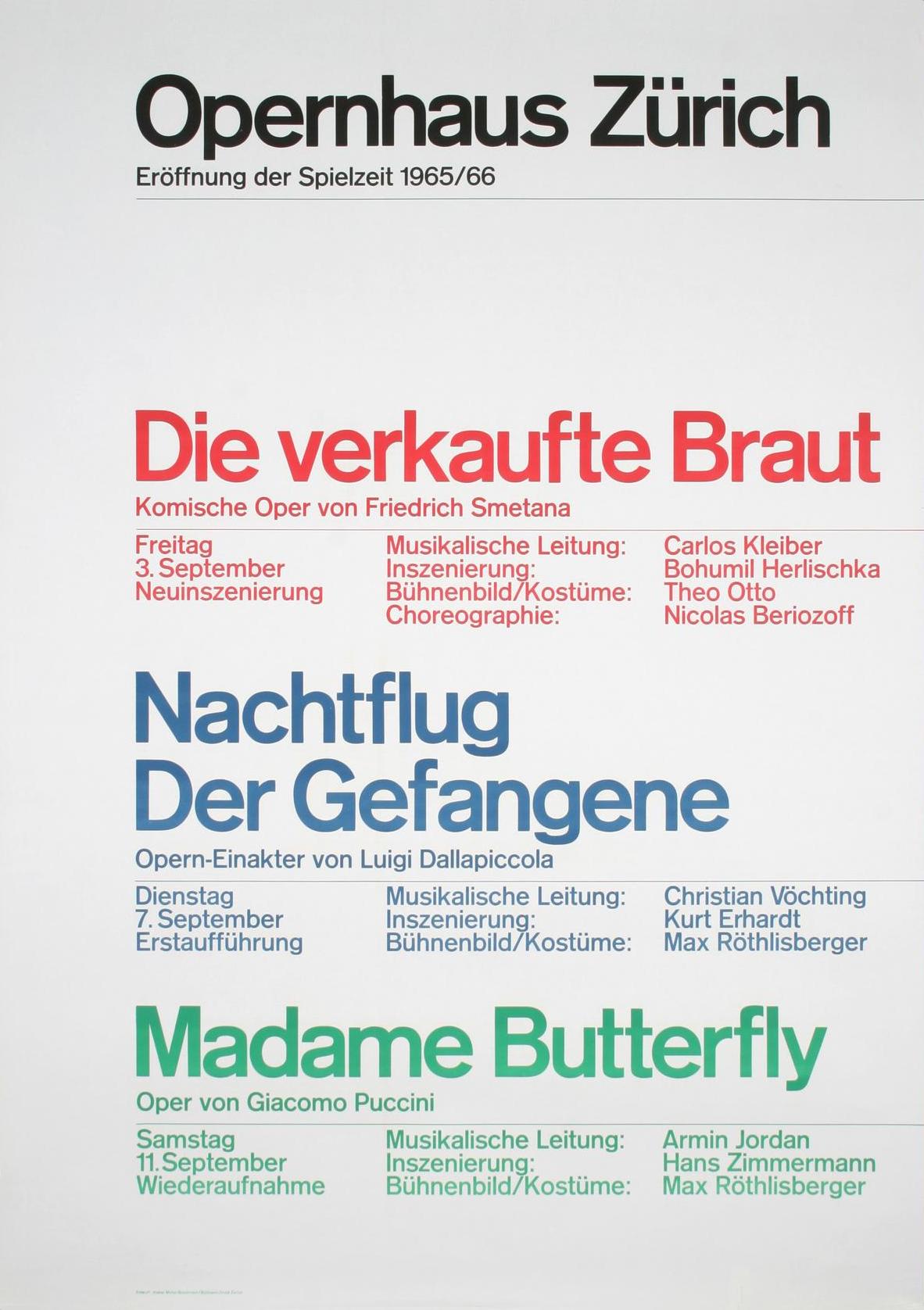 Josef Müller-Brockmann: Eröffnung der Spielzeit 1965/66 / Opernhaus Zürich / 1965