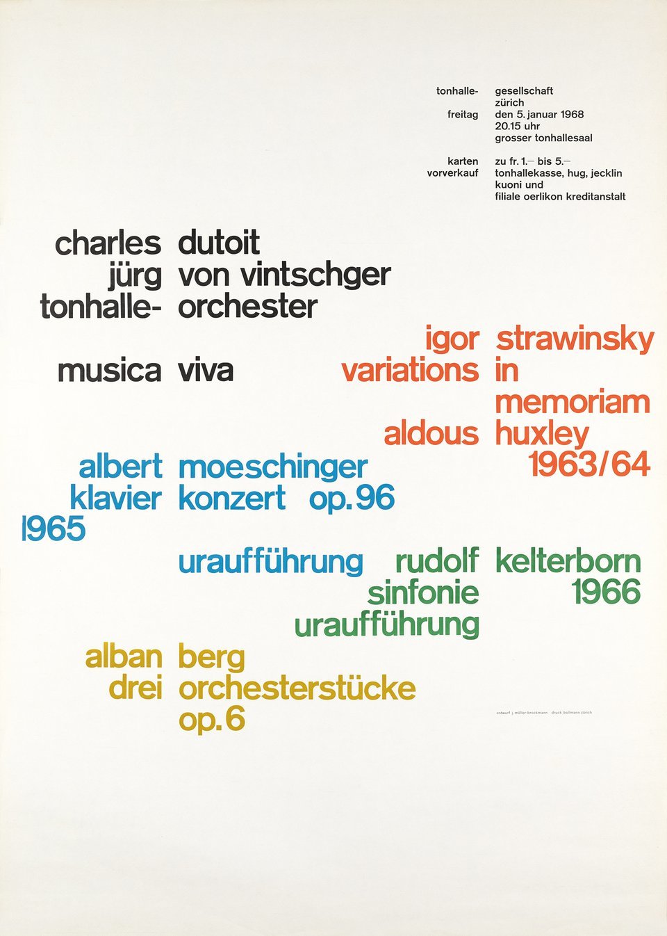 Josef Müller-Brockmann: Musica Viva / Tonhalle-Gesellschaft / Zürich / 1968