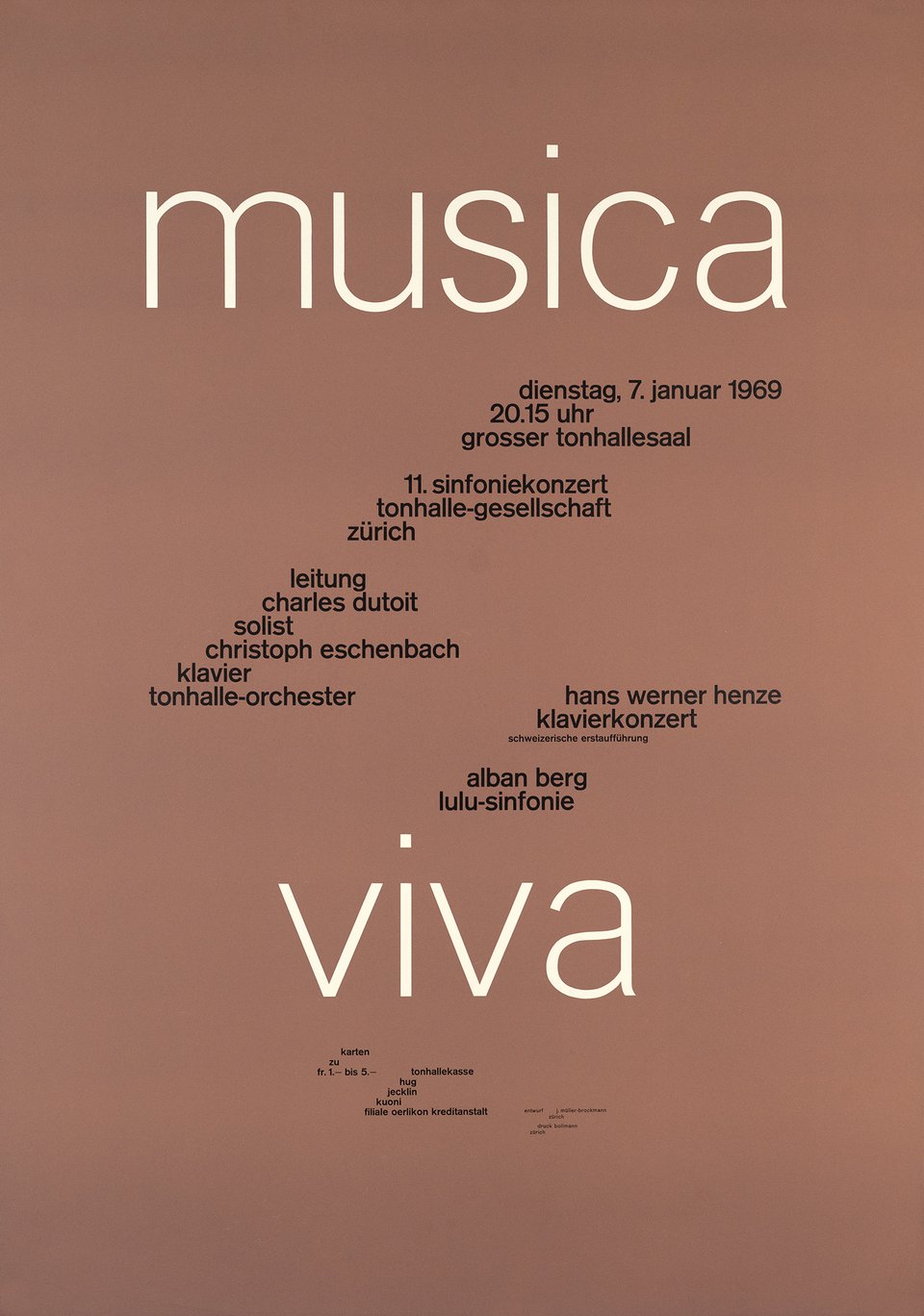 Josef Müller-Brockmann: Musica Viva / 11. Sinfoniekonzert Tonhalle-Gesellschaft Grosser Zürich / 1969