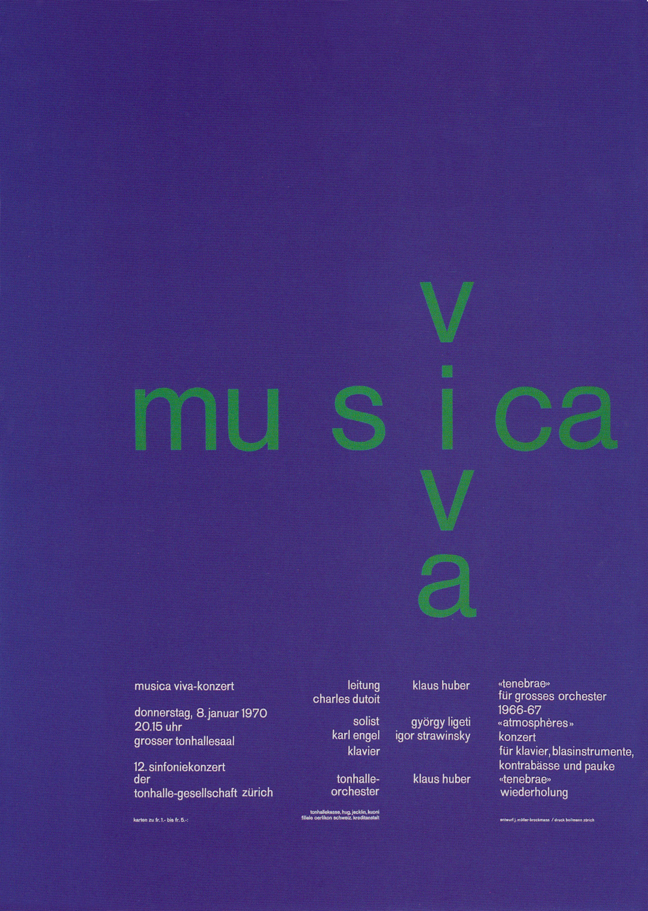 Josef Müller-Brockmann: Musica Viva / 12 Sinfoniekonzert Tonhalle-Gesellschaft Grosser Zürich / 1970