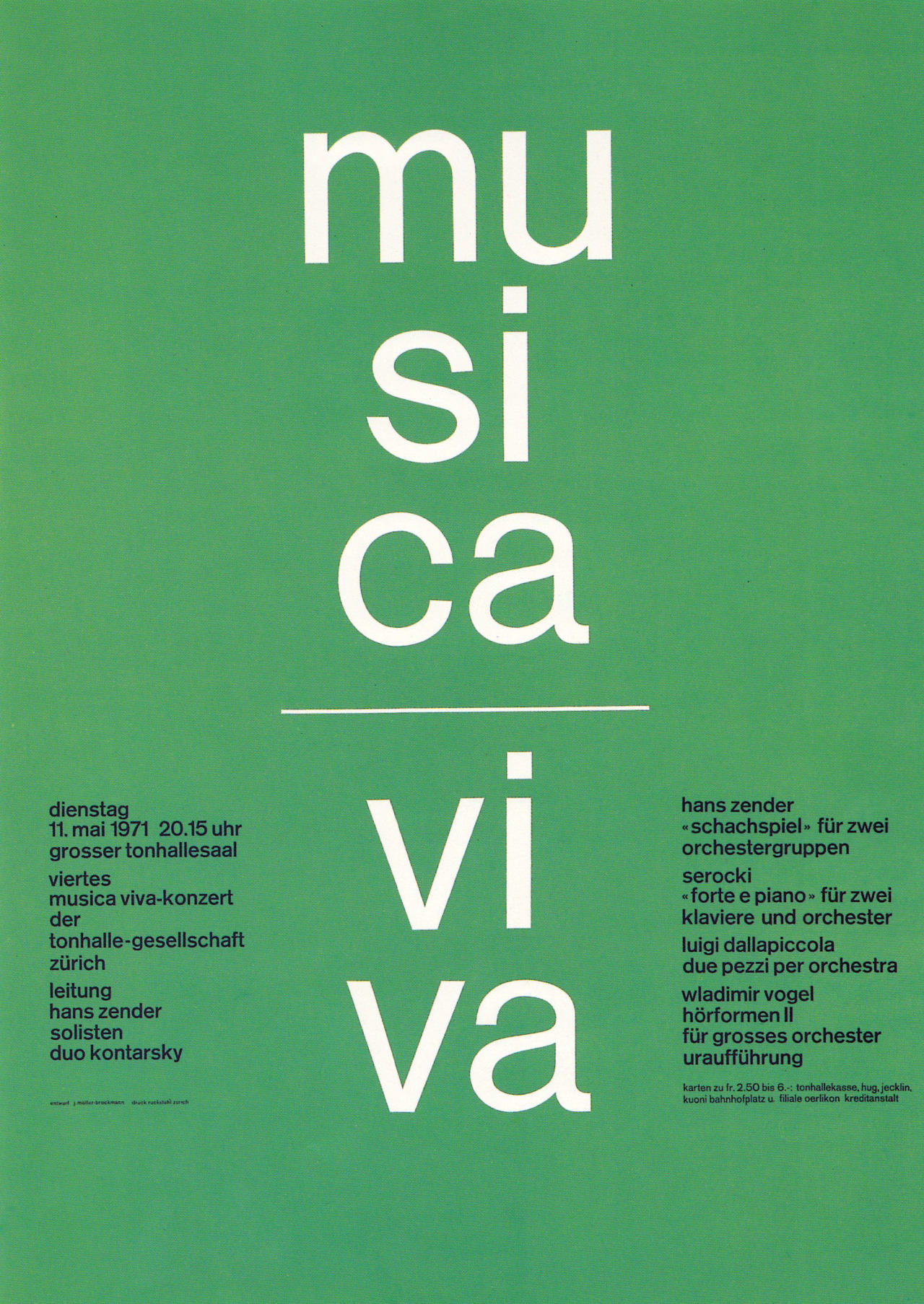Josef Müller-Brockmann: Musica Viva / Grosser Tonhallesaal Tonhalle-Gesellschaft Zürich / 1971