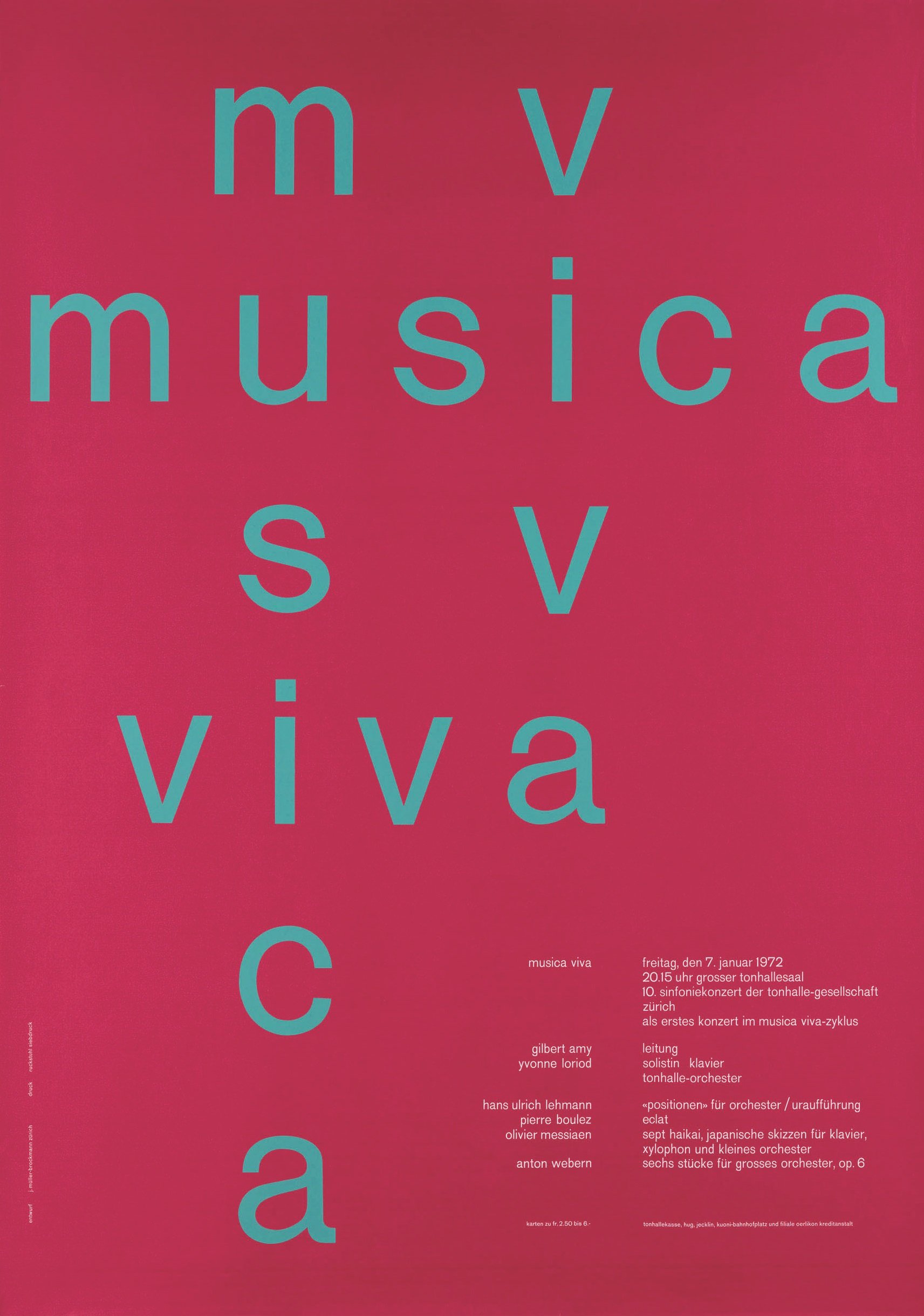 Josef Müller-Brockmann: Musica Viva / Sinfoniekonzert der Tonhalle-Gesellschaft Zürich 1972