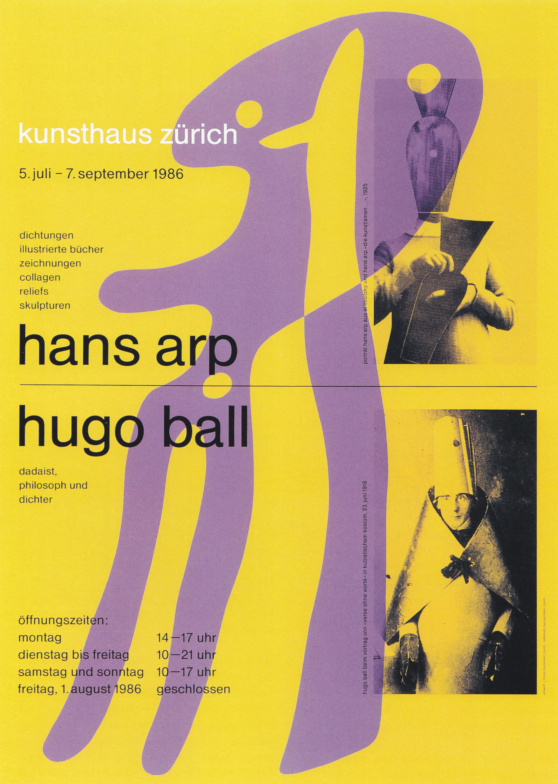 Josef Müller-Brockmann: Hans Arp Hugo Ball / Kunsthaus Zürich / 1986