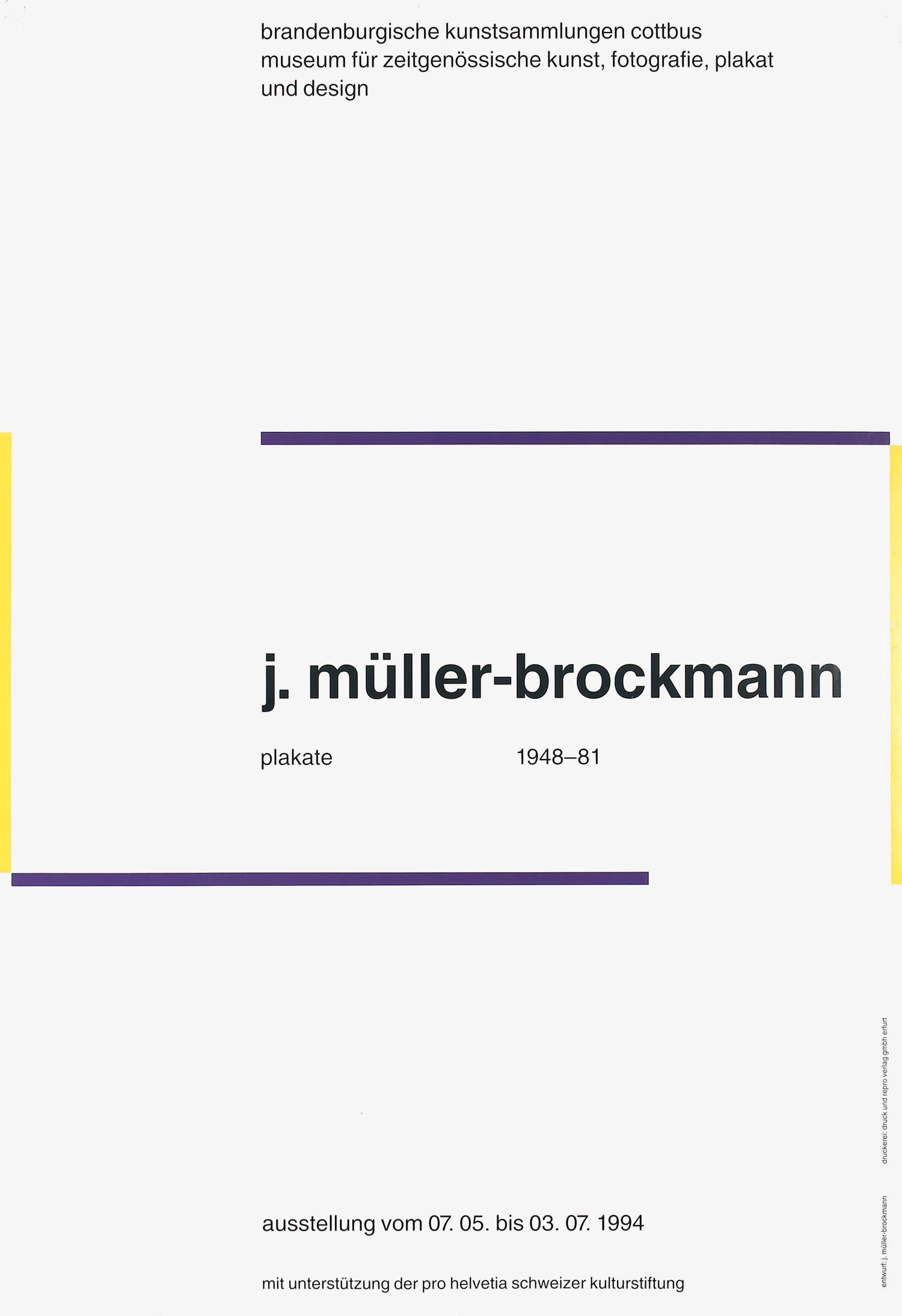 Josef Müller-Brockmann: Plakate 1948–81 / Brandenburgische Kunstsammlungen / 1994