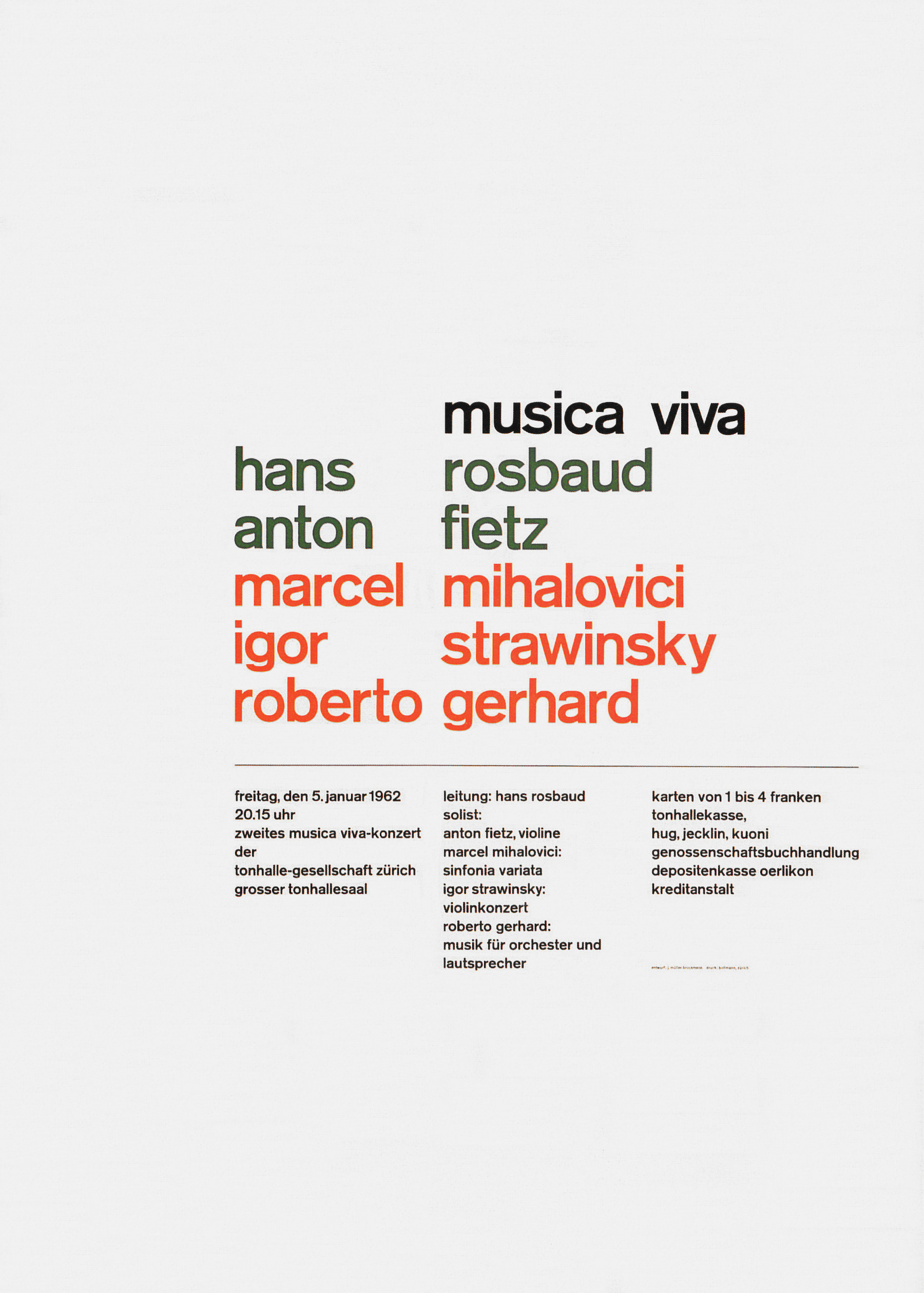 Josef Müller-Brockmann: Musica Viva / Tonhalle-Gesellschaft / Zürich / 1962