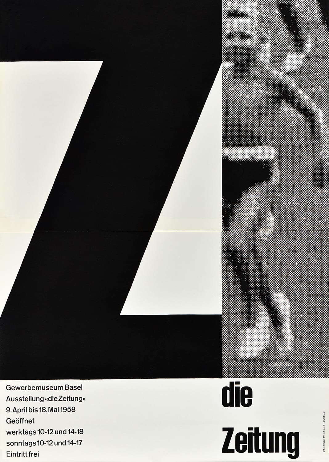 Emil Ruder: Die Zeitung. Gewerbemuseum Basel 1958. Offset one-colour print 128 x 90 cm
