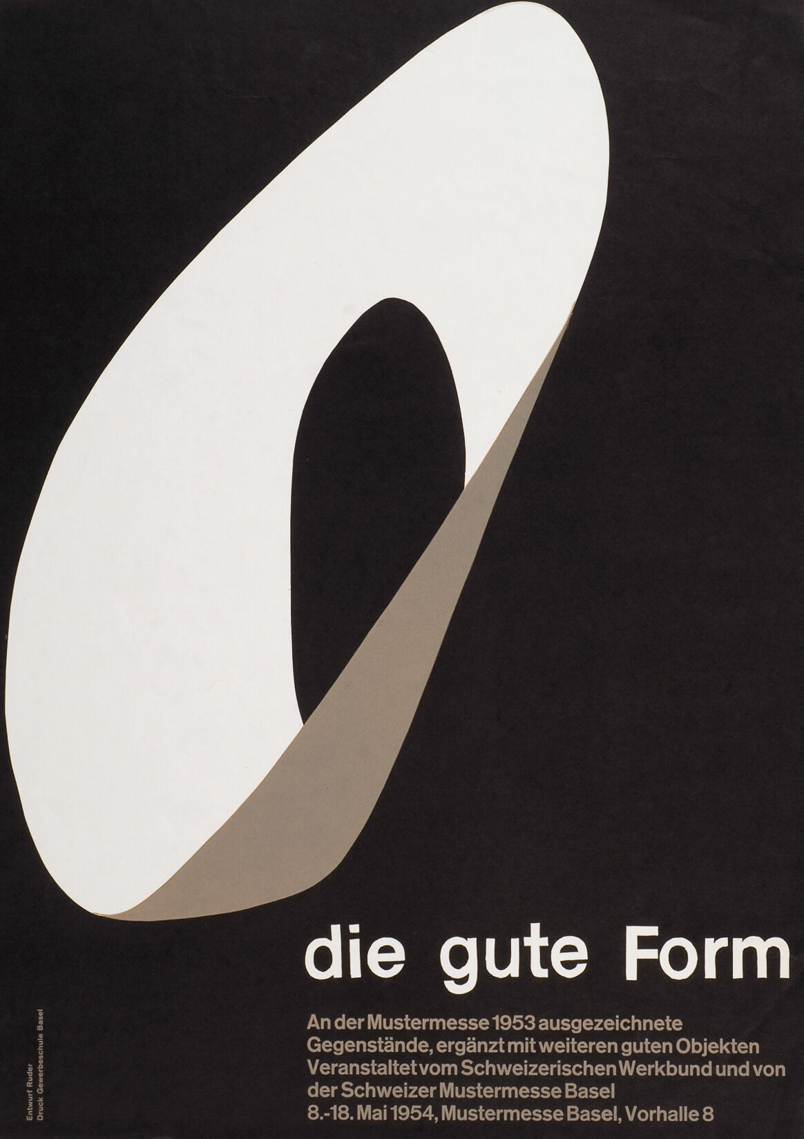 Emil Ruder: Die gute Form. Kunstgewerbemuseum Zürich 1954. Linocut two-colour print 128 x 90 cm