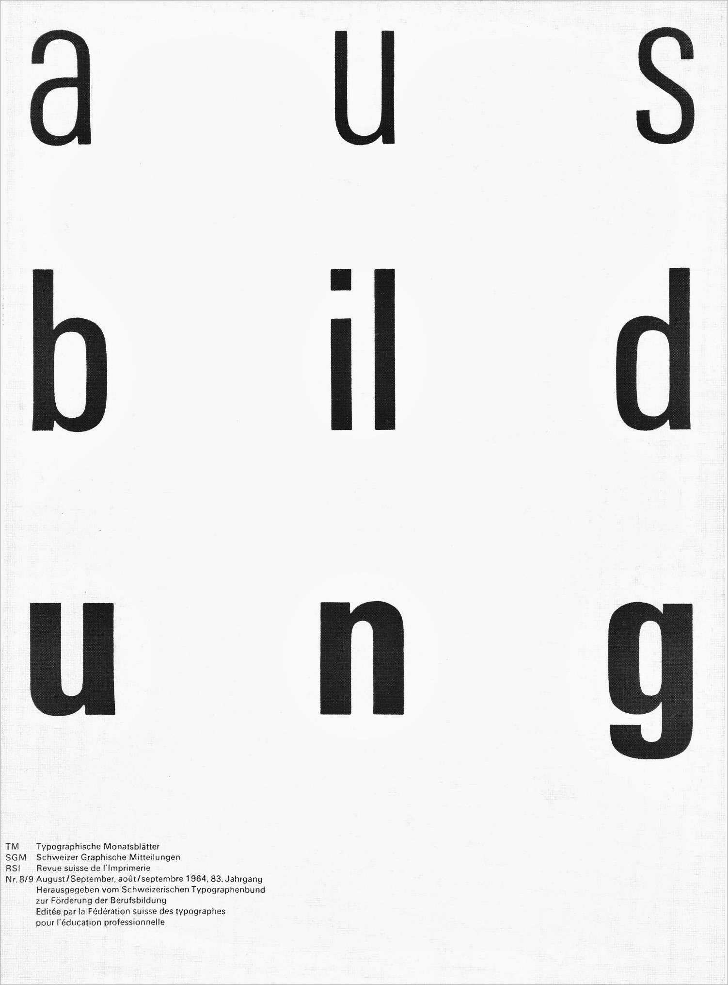 Emil Ruder: TM Typographische Monatsblätter, 8/9, 1964. 31 x 23 cm