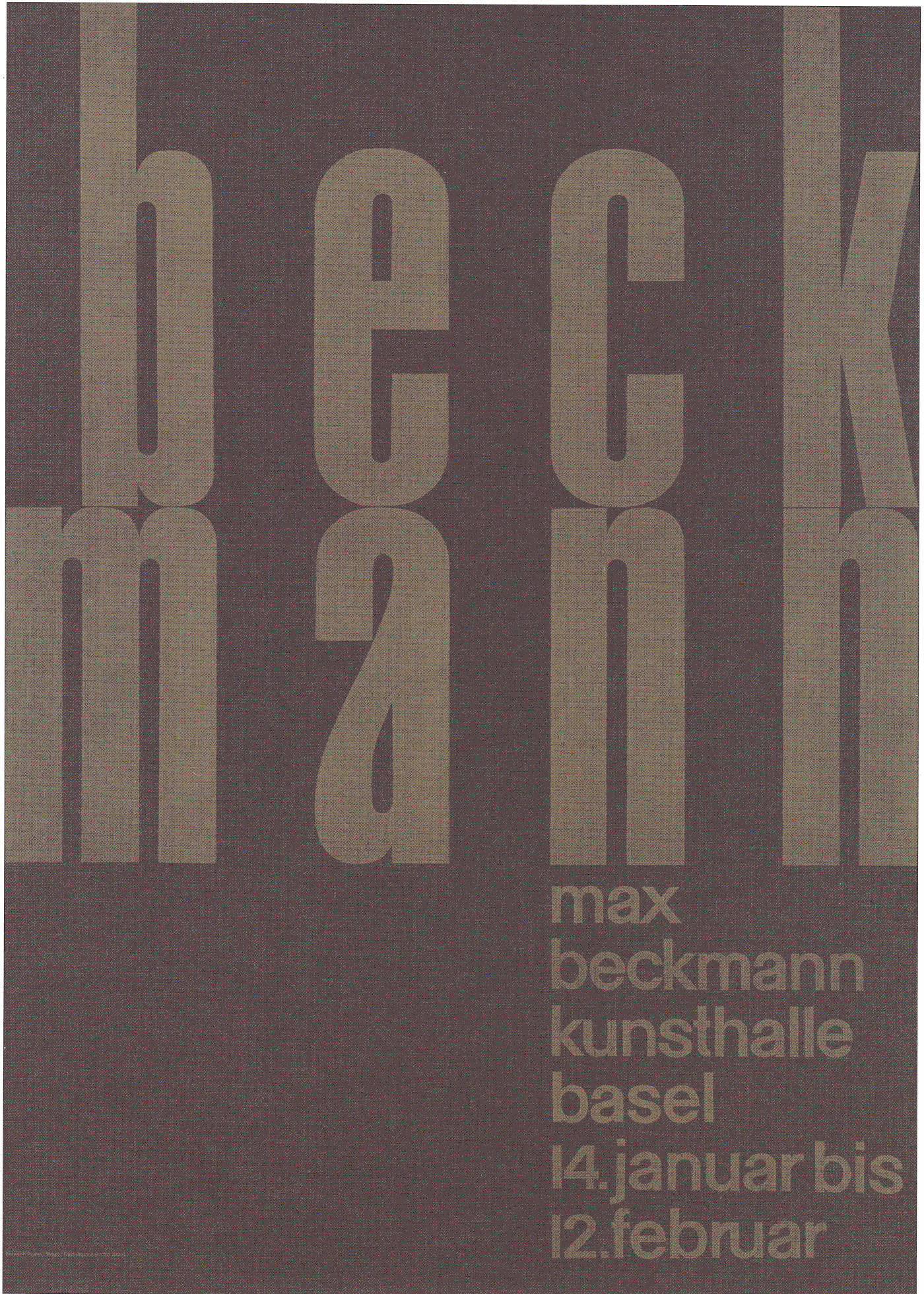 Emil Ruder: Max Beckmann Kunsthalle Basel 1956. Letterpress/Linocut 128 x 90 cm