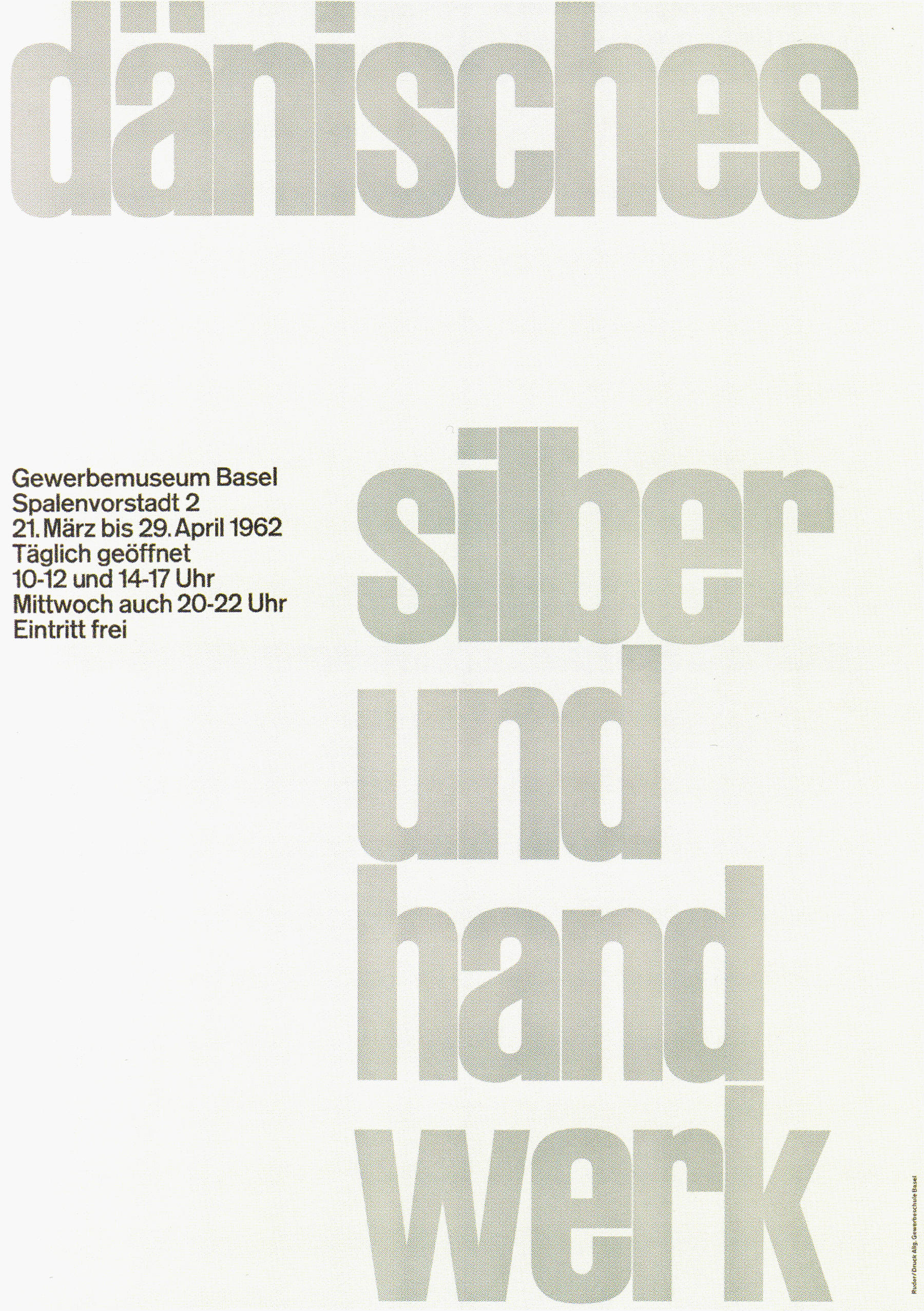 Emil Ruder: Dänisches Silber und Handwerk - Gewerbemuseum Basel 1962. 129 x 90 cm
