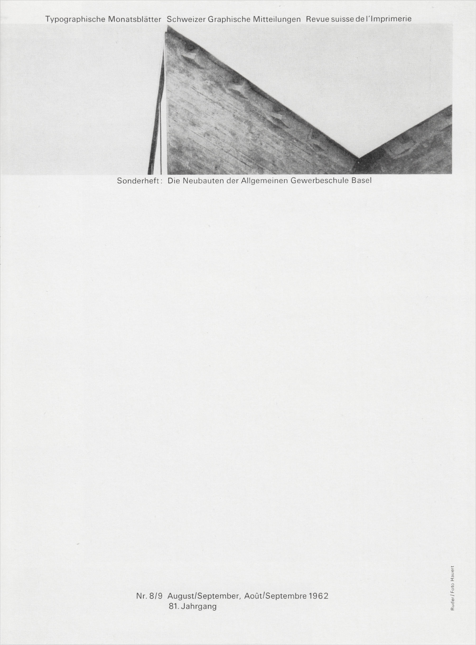Emil Ruder: TM Typographische Monatsblätter, 8/9, 1962. 31 x 23 cm