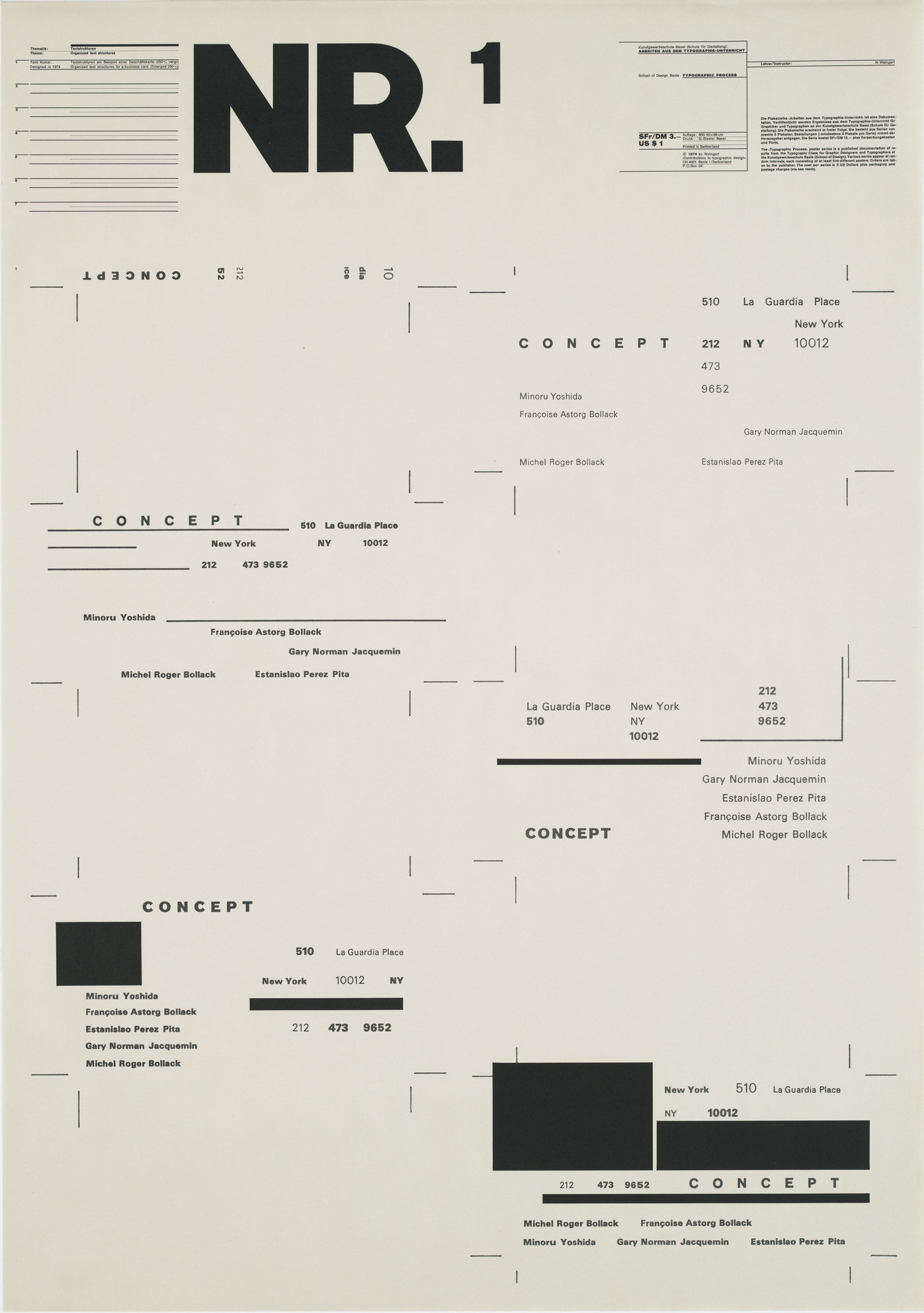 Wolfgang Weingart: NR. 1. 1974 Lithograph. (87.63 x 61.91 cm)