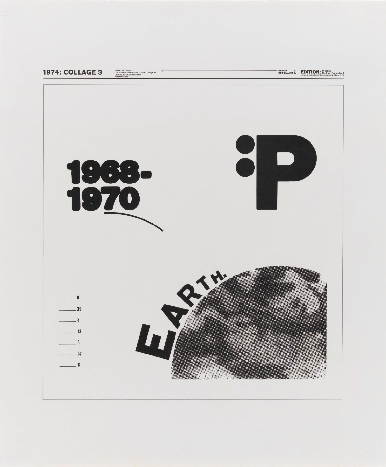 Wolfgang Weingart: 1974: Collage 3. 1975. Lithograph. (58.9 x 48.9 cm)