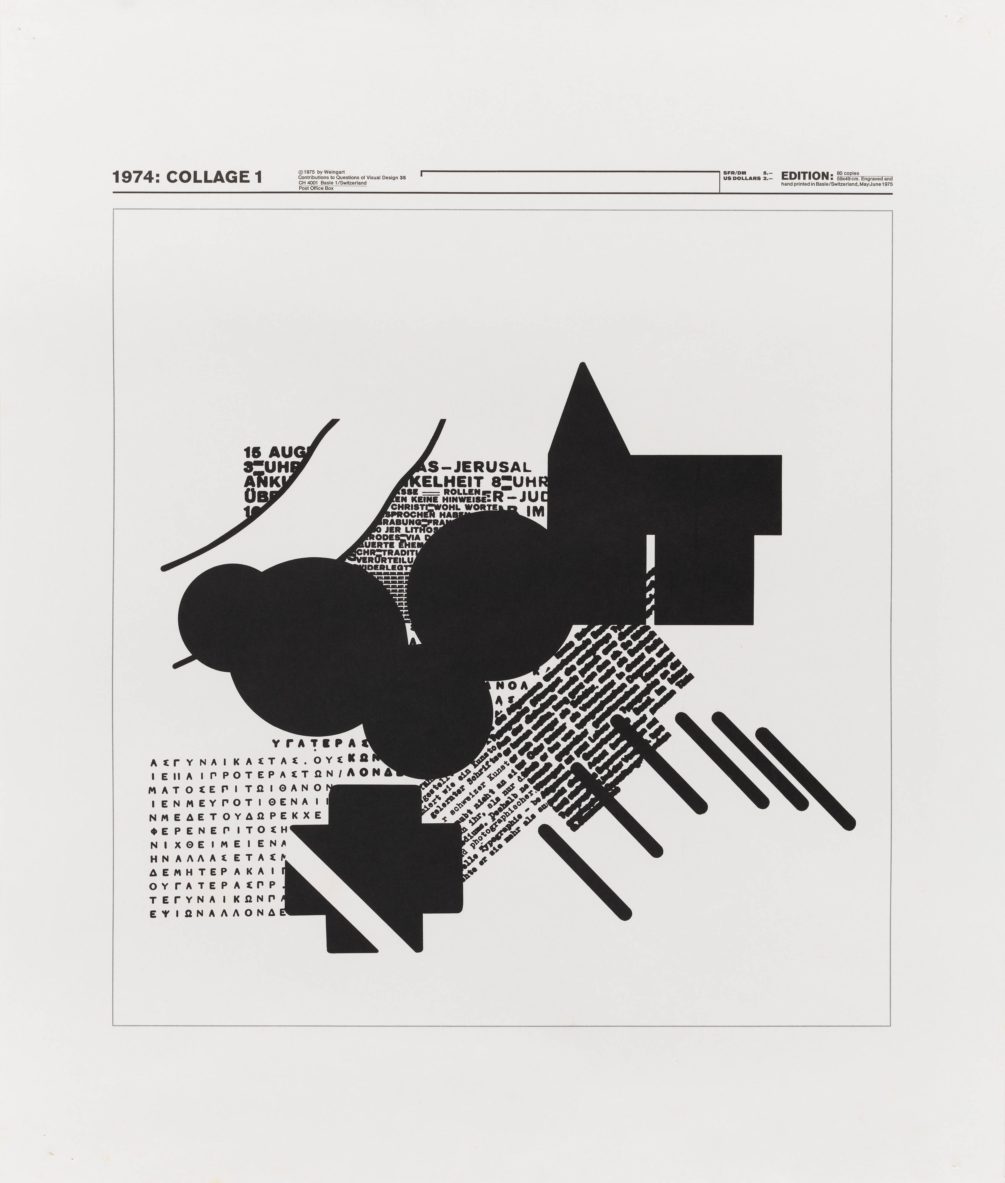Wolfgang Weingart: 1974: Collage 1. 1975. Lithograph. (58.9 x 48.9 cm)