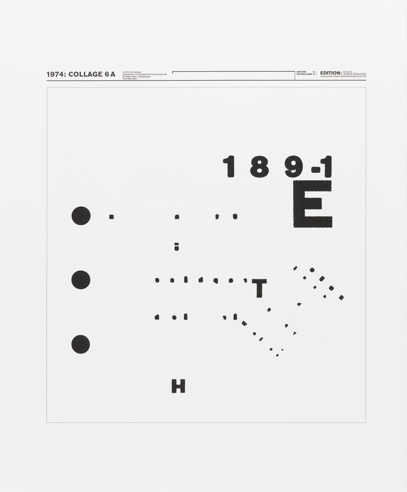 Wolfgang Weingart: 1974: Collage 6a. 1975. Lithograph. (58.9 x 48.9 cm)