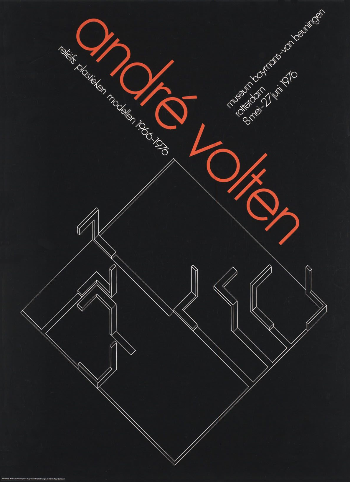 Wim Crouwel: André Volten reliëfs plastieken modellen 1966–1976. Catalogue. 1976